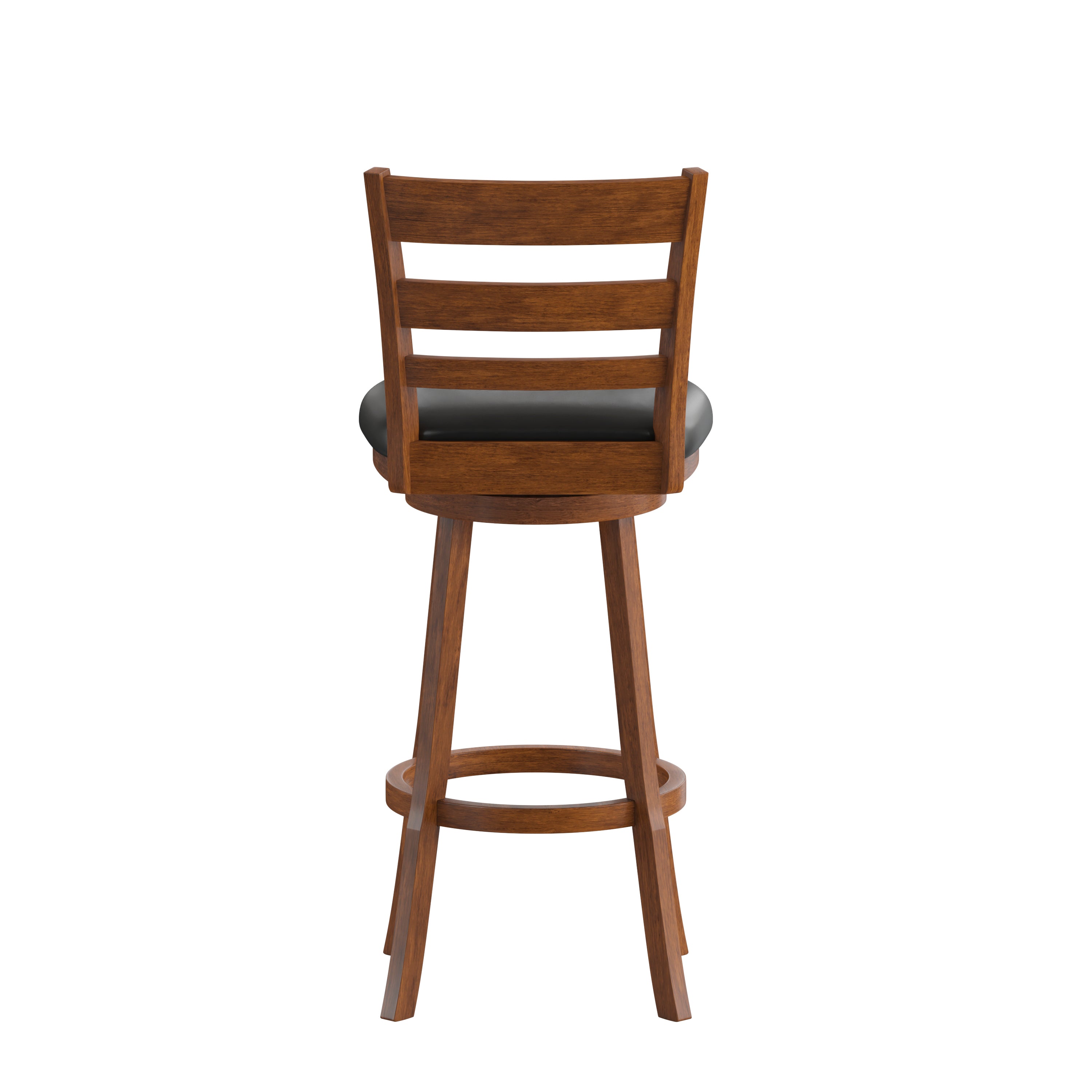 Zerrick Wood Classic Ladderback Swivel Bar Height Barstool with Padded, Upholstered Seat