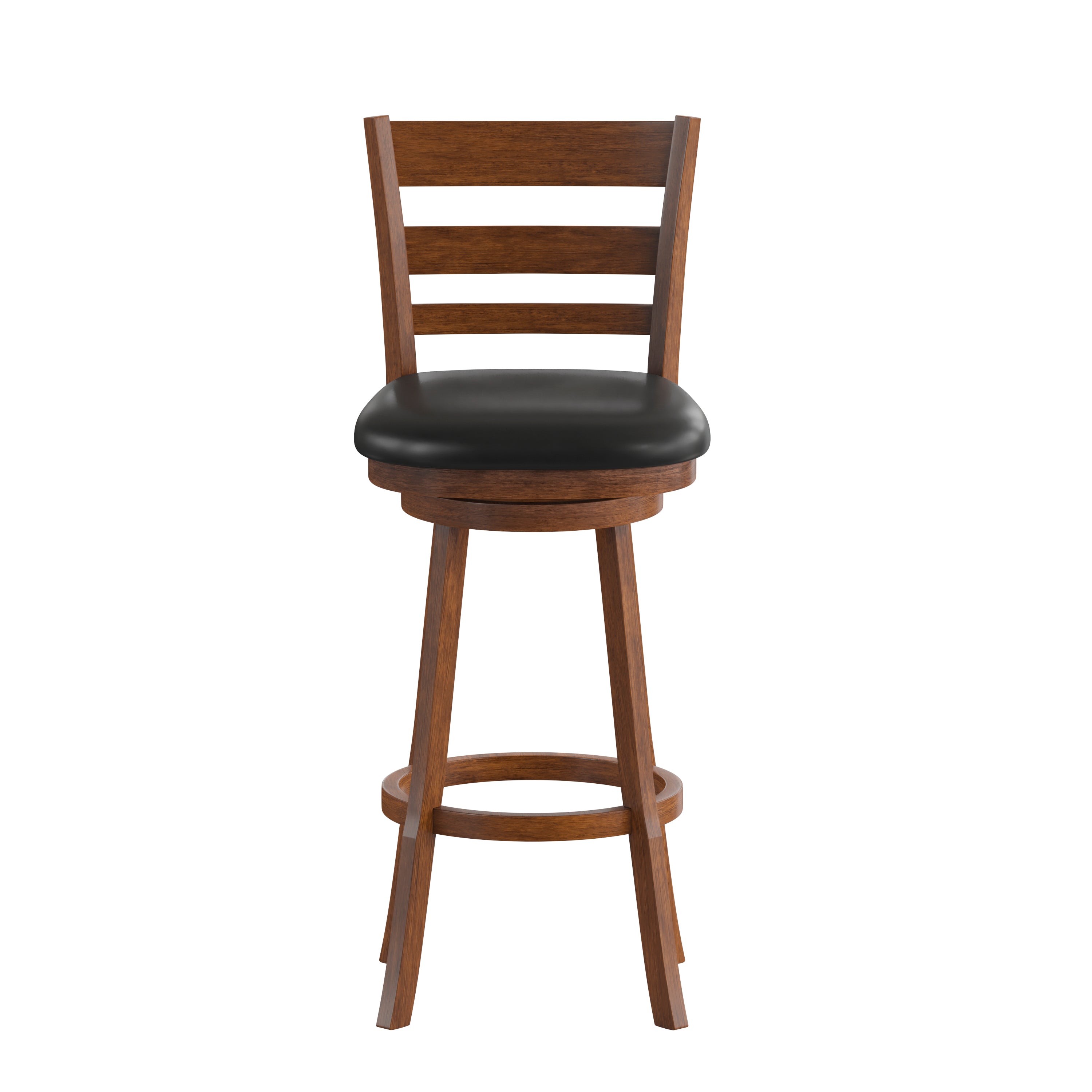 Zerrick Wood Classic Ladderback Swivel Bar Height Barstool with Padded, Upholstered Seat