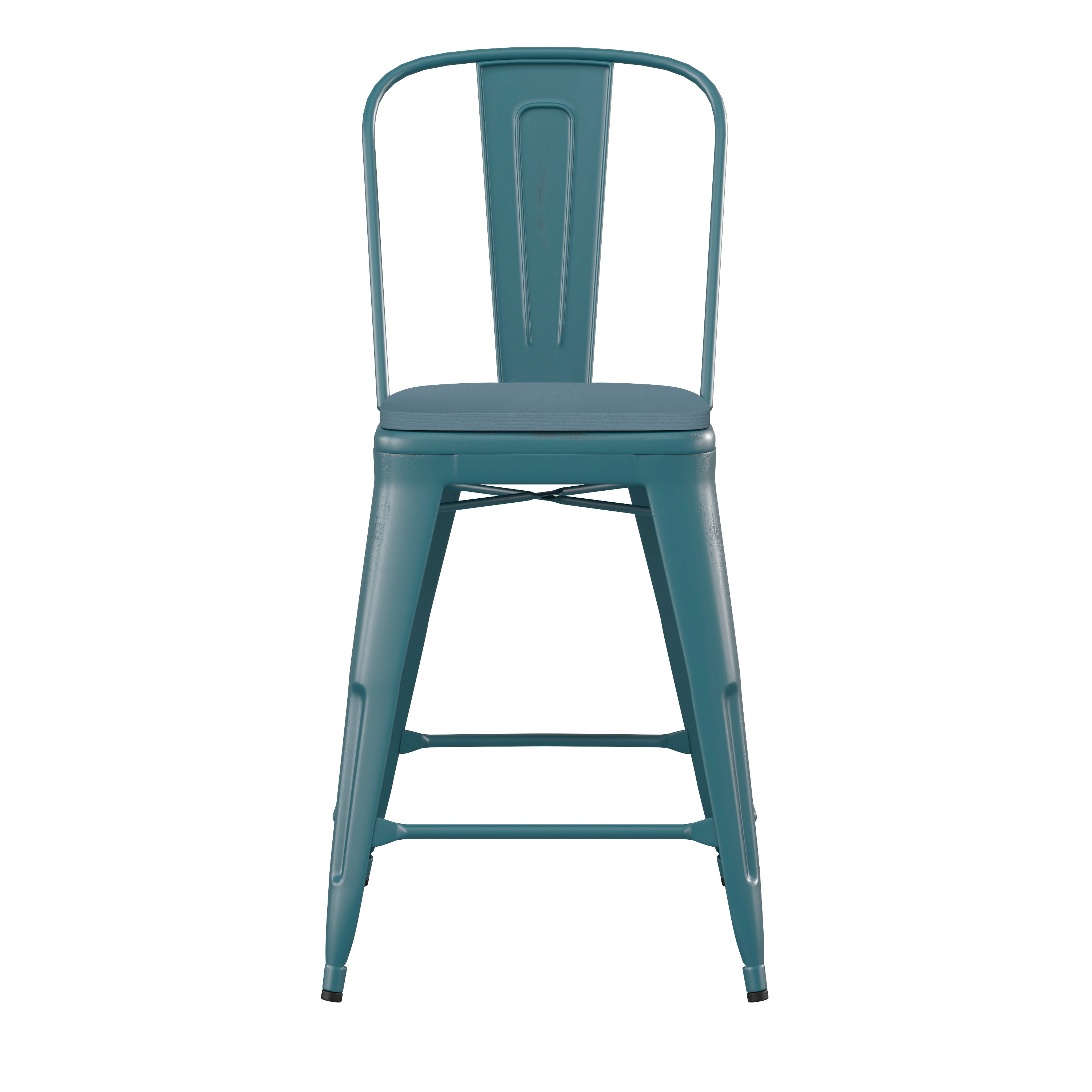 Carly Commercial Grade 24" High Metal Indoor-Outdoor Counter Height Stool with Back and Polystyrene Seat-Metal Colorful Restaurant Counter Stool-Flash Furniture-Wall2Wall Furnishings
