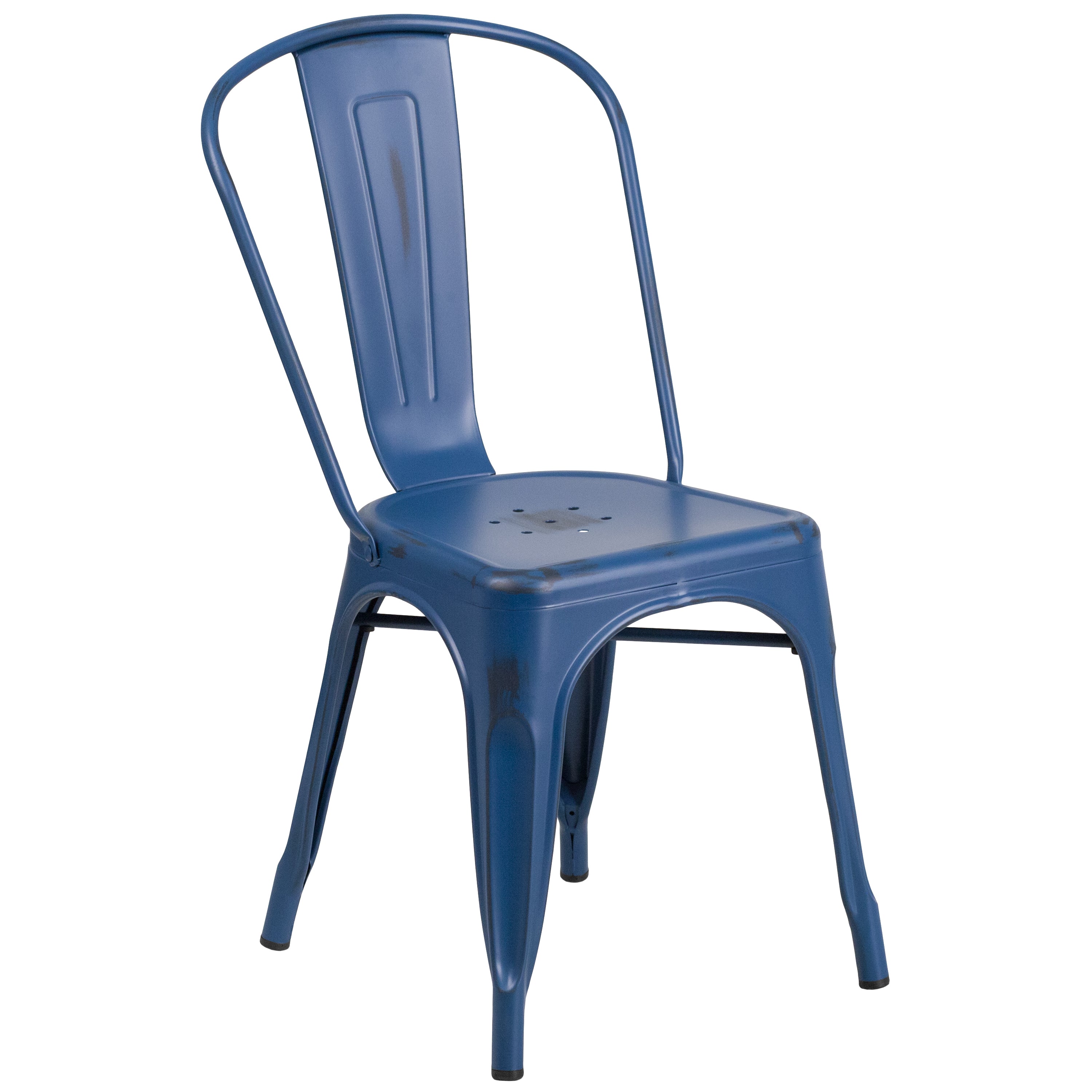 Commercial Grade Distressed Metal Indoor-Outdoor Stackable Chair-Indoor/Outdoor Chairs-Flash Furniture-Wall2Wall Furnishings