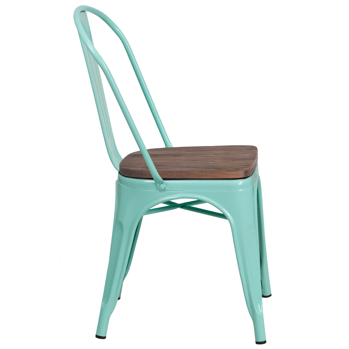 Metal Stackable Chair with Wood Seat