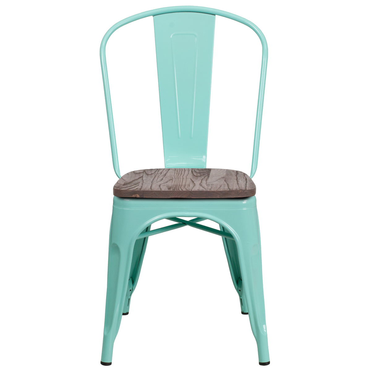 Metal Stackable Chair with Wood Seat