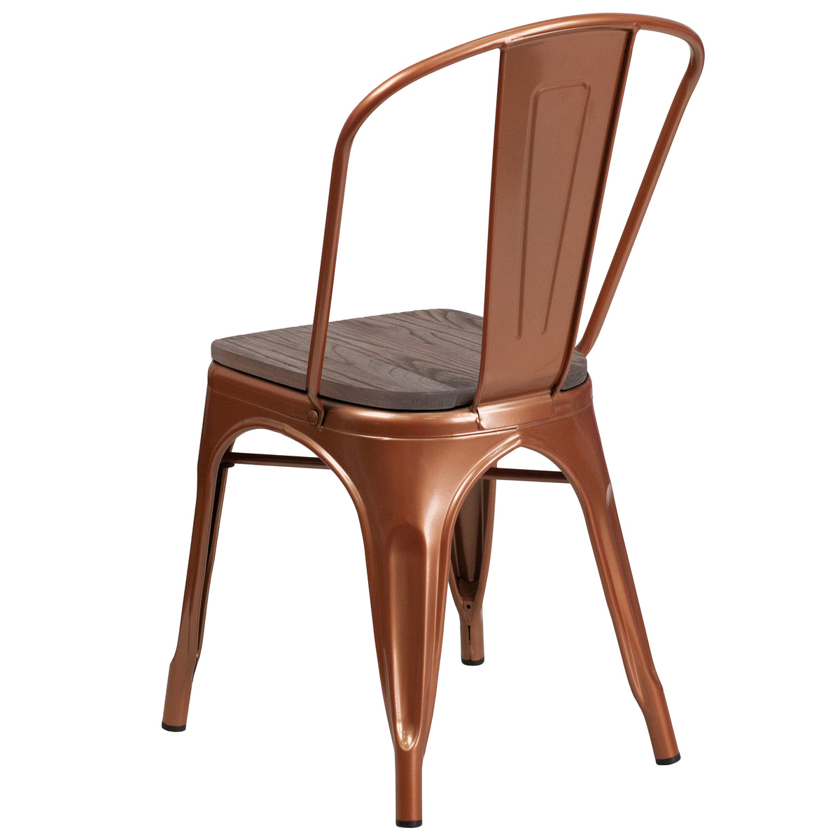Metal Stackable Chair with Wood Seat