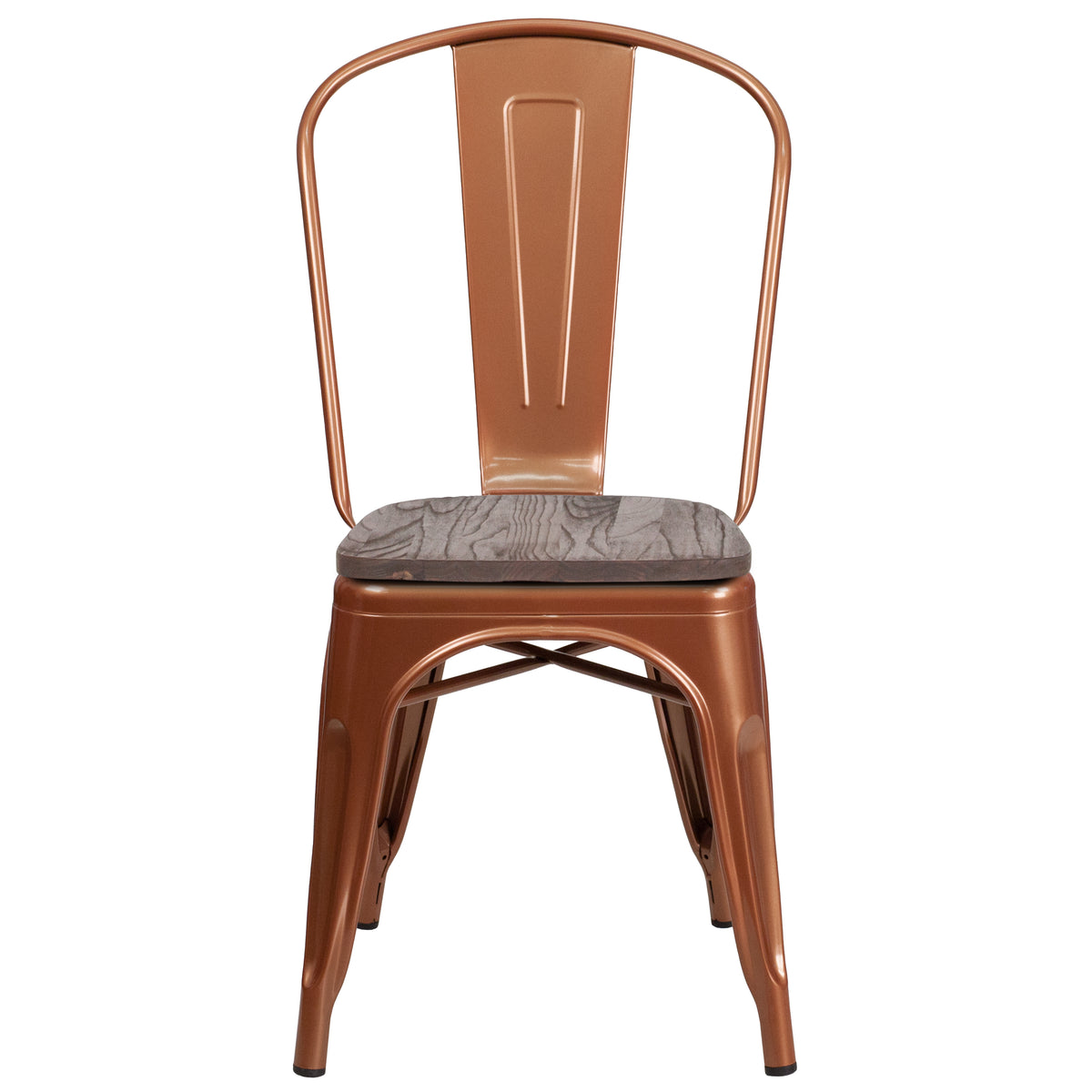 Metal Stackable Chair with Wood Seat
