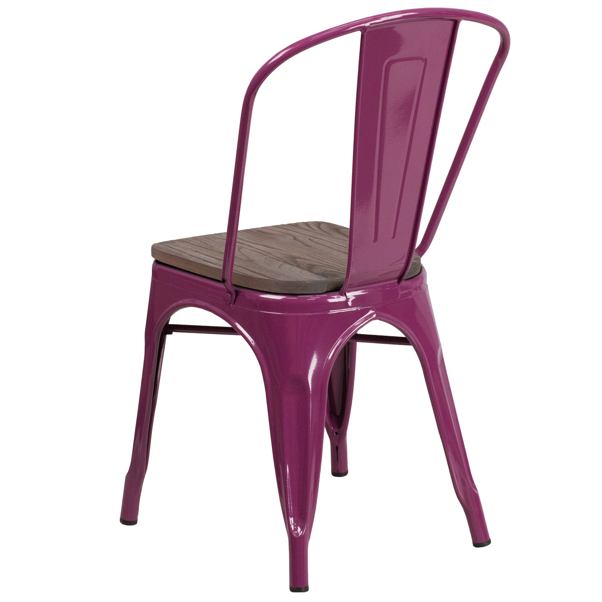 Metal Stackable Chair with Wood Seat