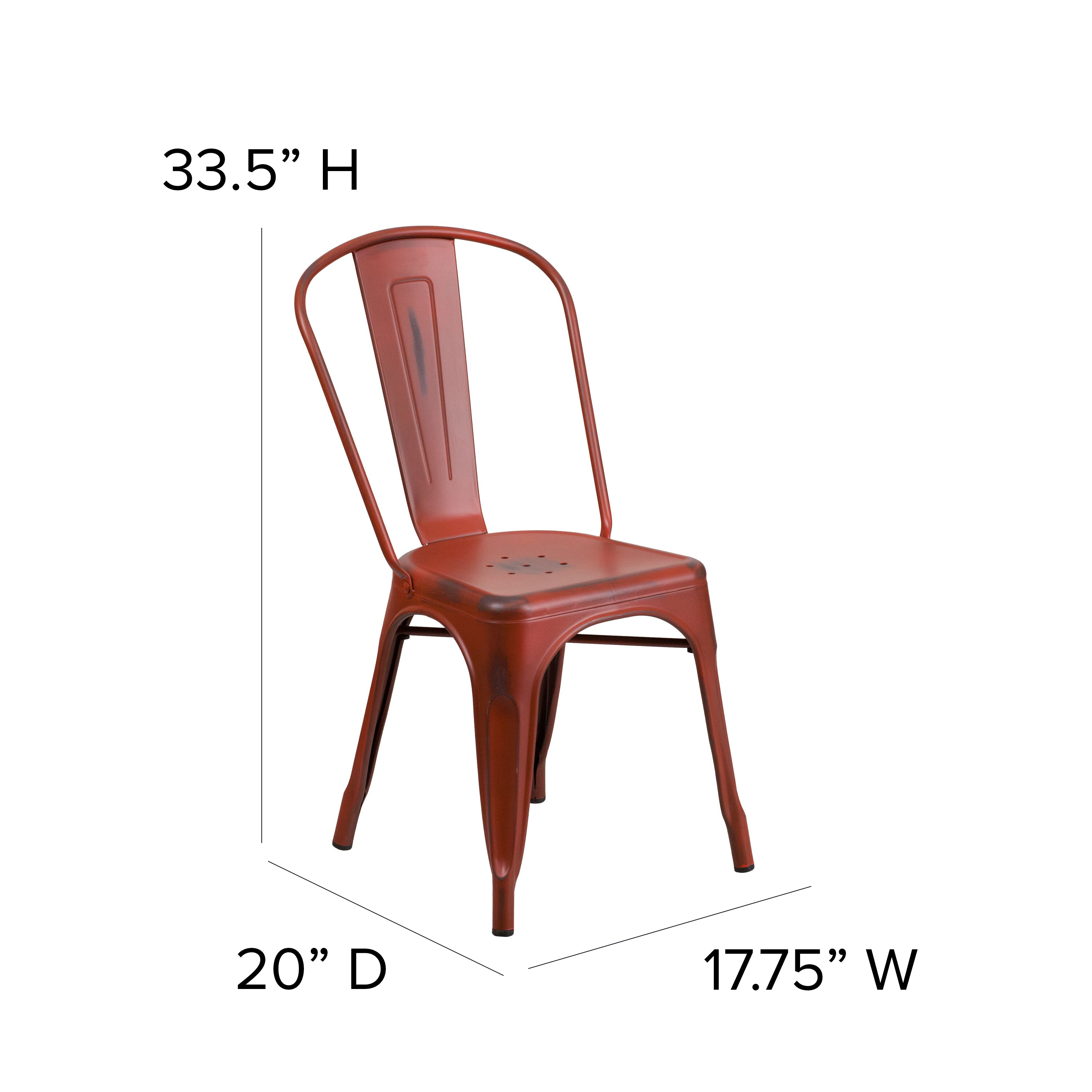 Commercial Grade Distressed Metal Indoor-Outdoor Stackable Chair-Indoor/Outdoor Chairs-Flash Furniture-Wall2Wall Furnishings