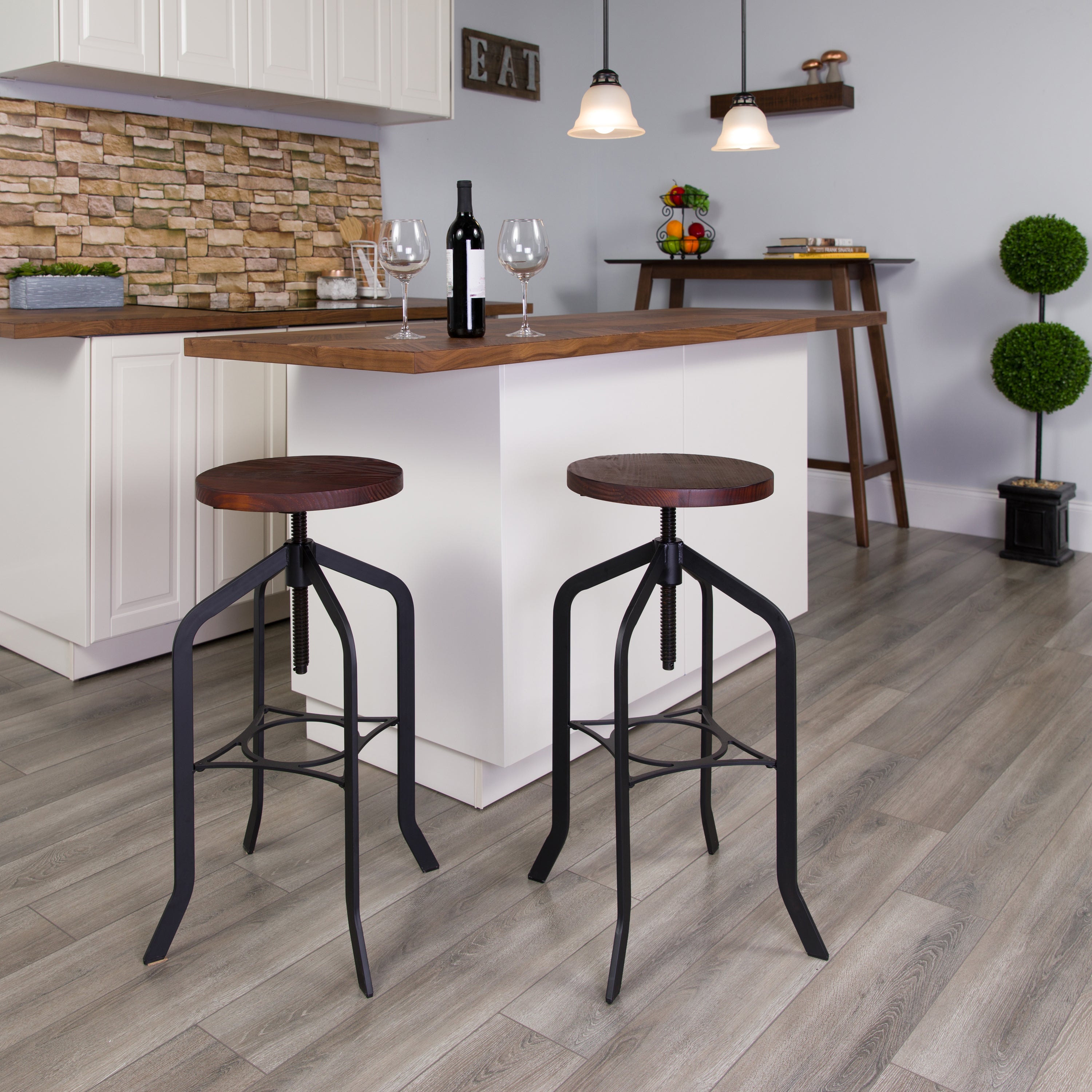 30" Barstool with Adjustable Wood Seat-Bar Stool-Flash Furniture-Wall2Wall Furnishings