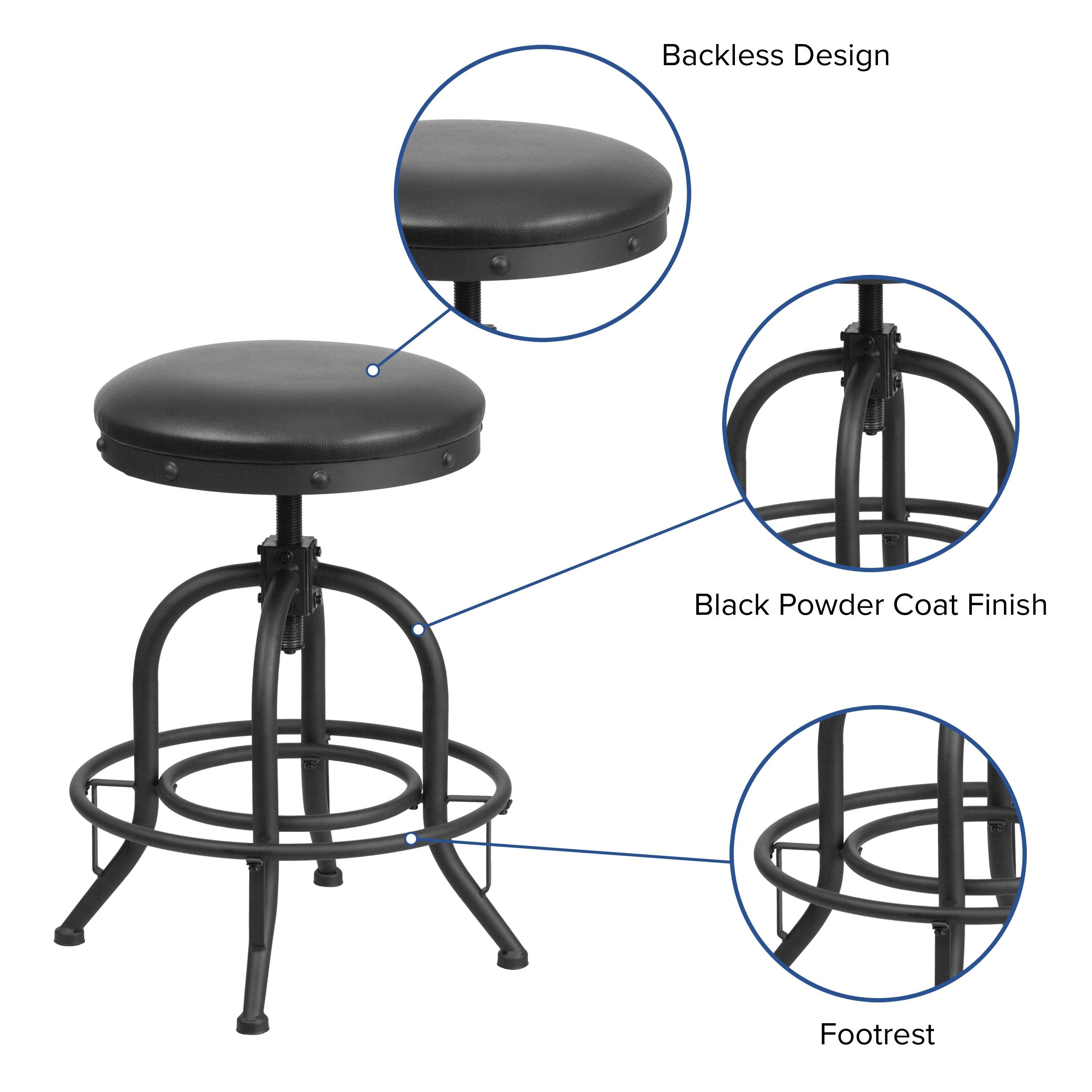 24'' Counter Height Stool with Swivel Lift LeatherSoft Seat
