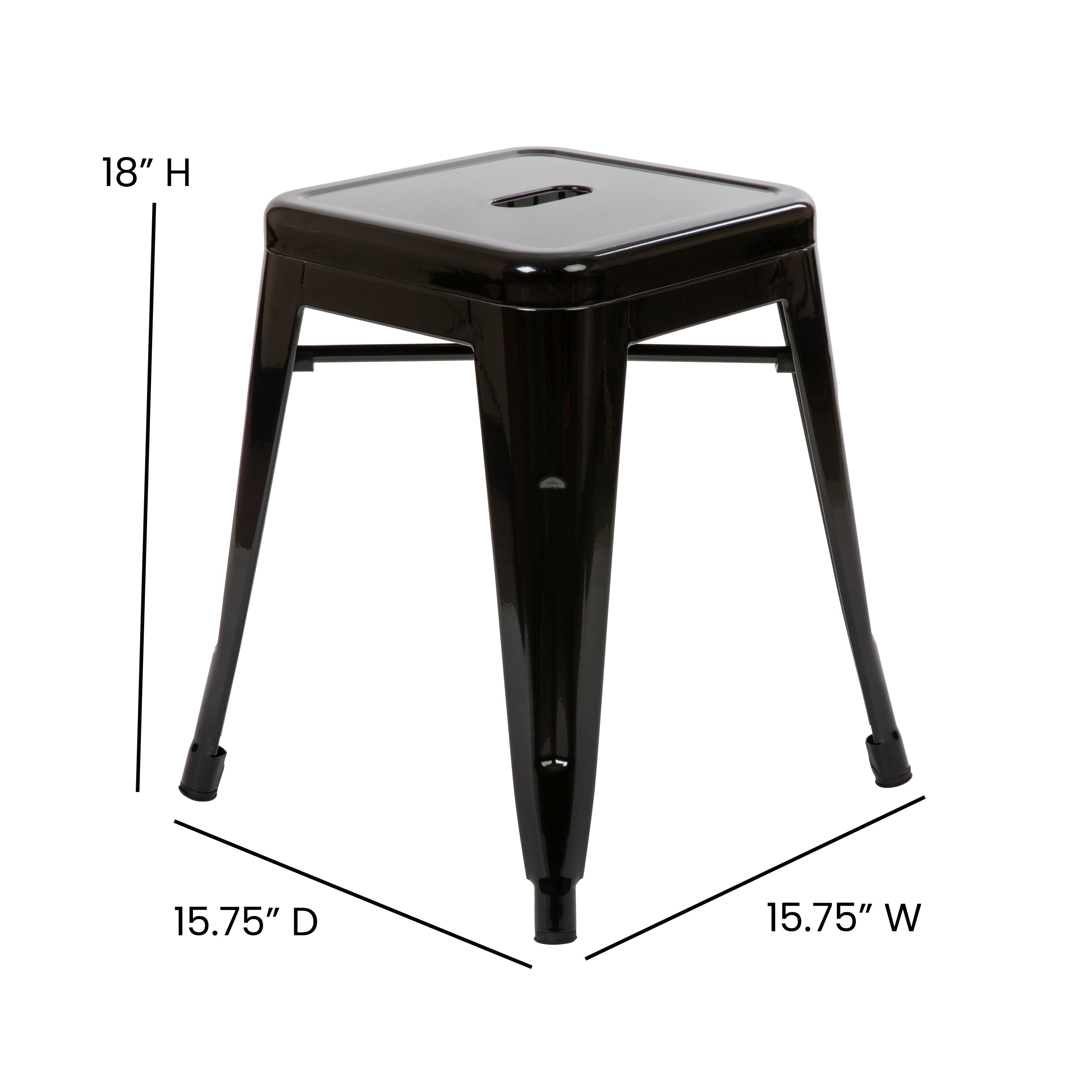 18" Table Height Stool, Stackable Backless Metal Indoor Dining Stool, Commercial Grade Restaurant Stool - Set of 4-Bar Stool-Flash Furniture-Wall2Wall Furnishings