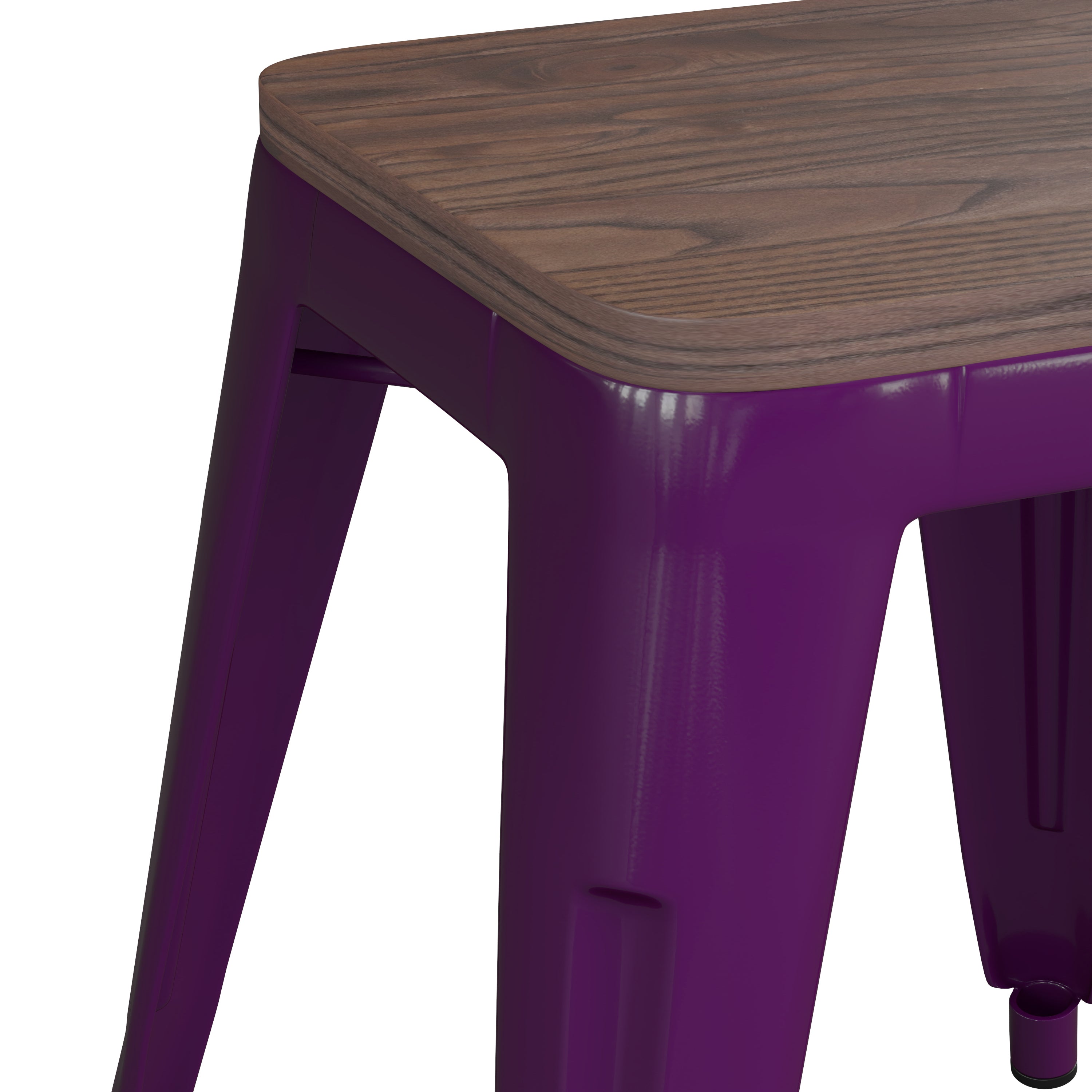18" Backless Table Height Stool with Wooden Seat, Stackable Metal Indoor Dining Stool, Commercial Grade - Set of 4-Metal/ Colorful Restaurant Barstool-Flash Furniture-Wall2Wall Furnishings