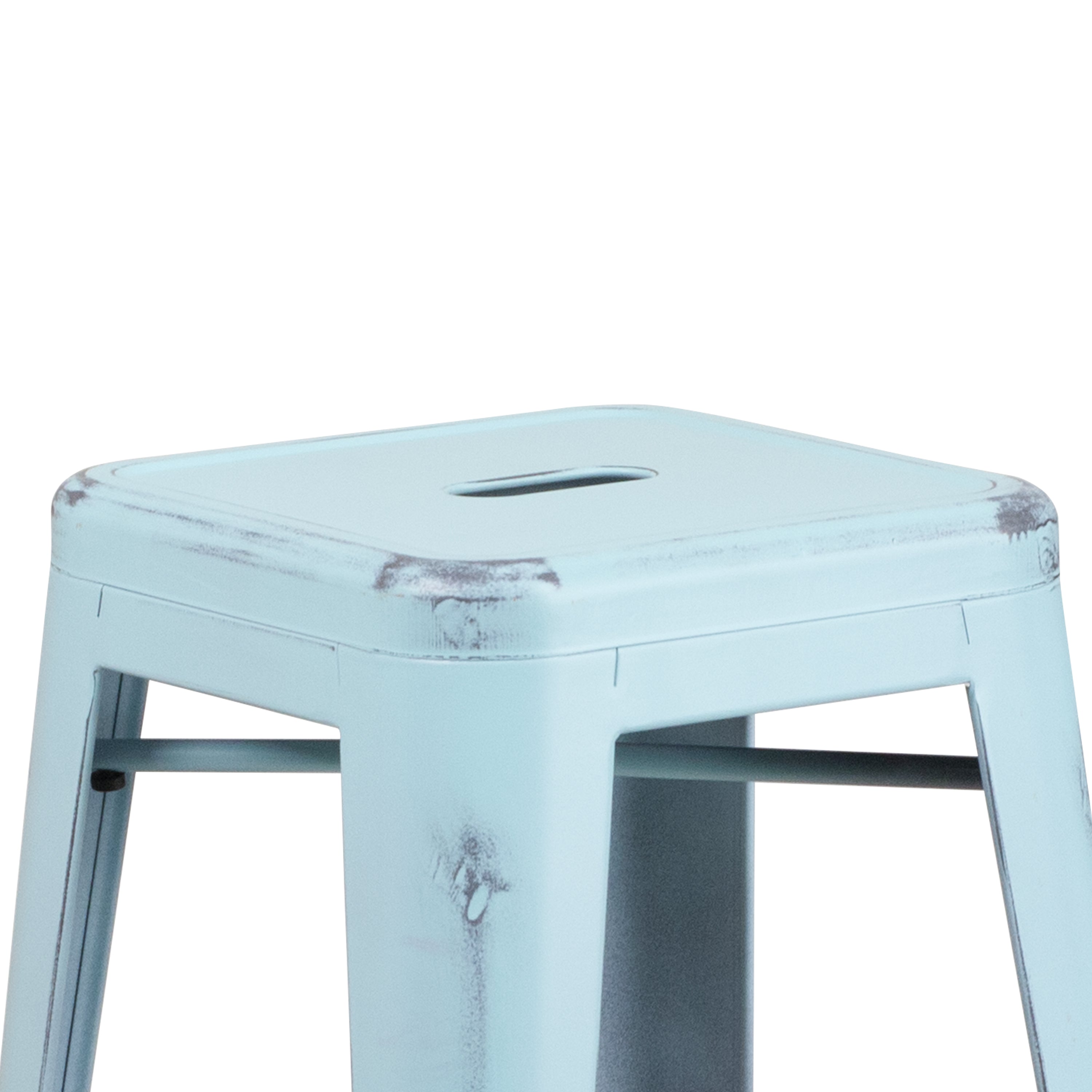 Commercial Grade 30" High Backless Distressed Metal Indoor-Outdoor Barstool-Bar Stool-Flash Furniture-Wall2Wall Furnishings