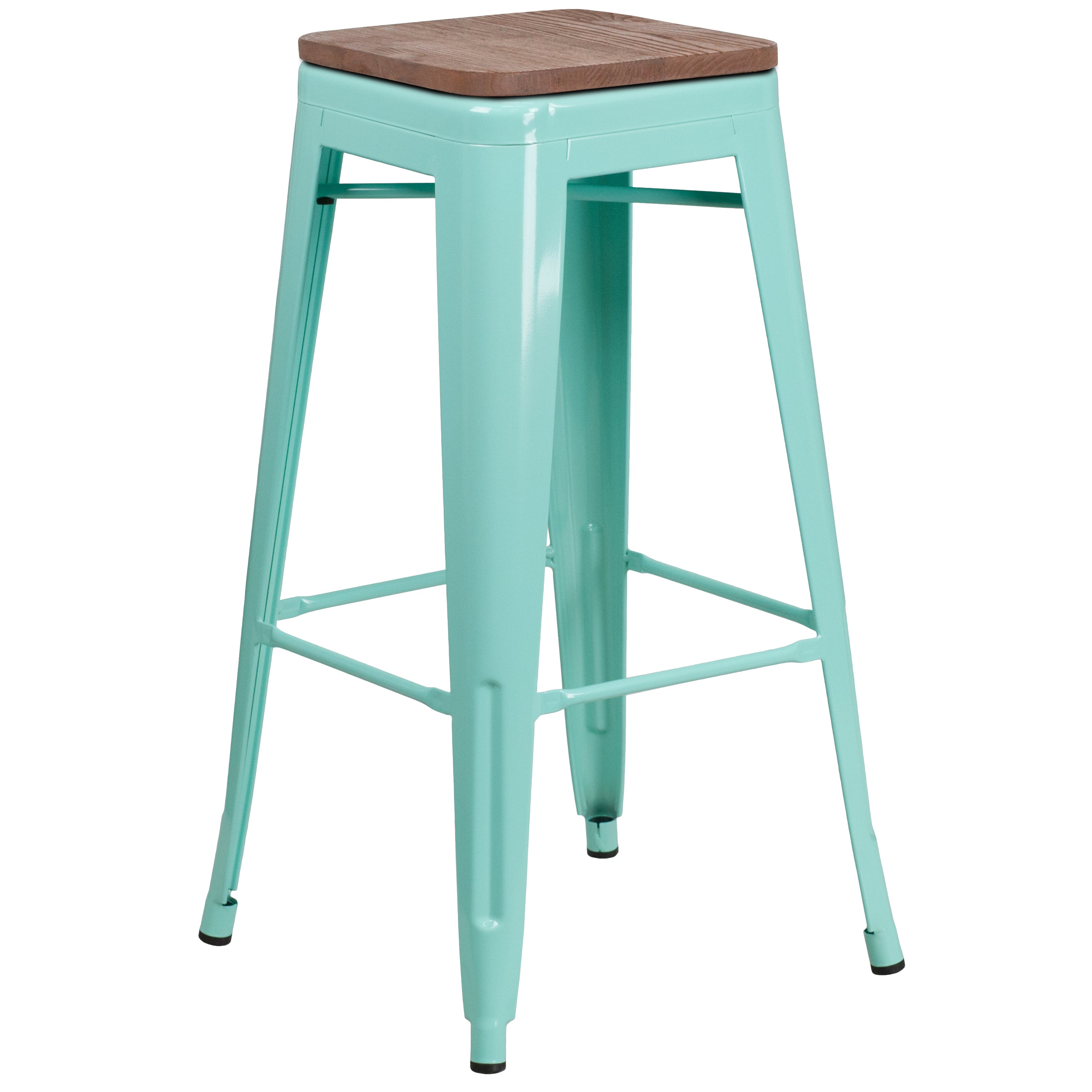 30" High Backless Barstool with Square Wood Seat-Bar Stool-Flash Furniture-Wall2Wall Furnishings
