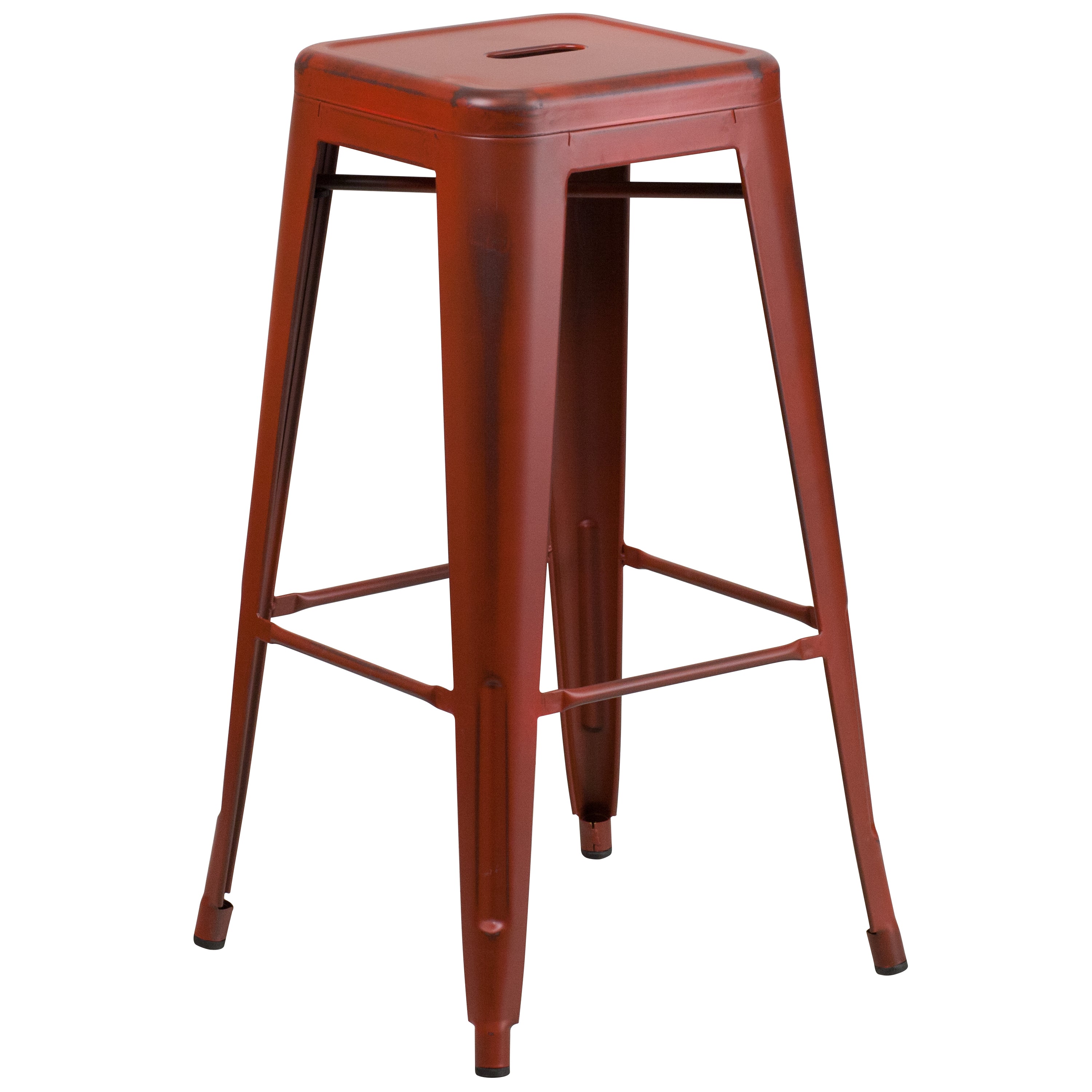 Commercial Grade 30" High Backless Distressed Metal Indoor-Outdoor Barstool-Bar Stool-Flash Furniture-Wall2Wall Furnishings