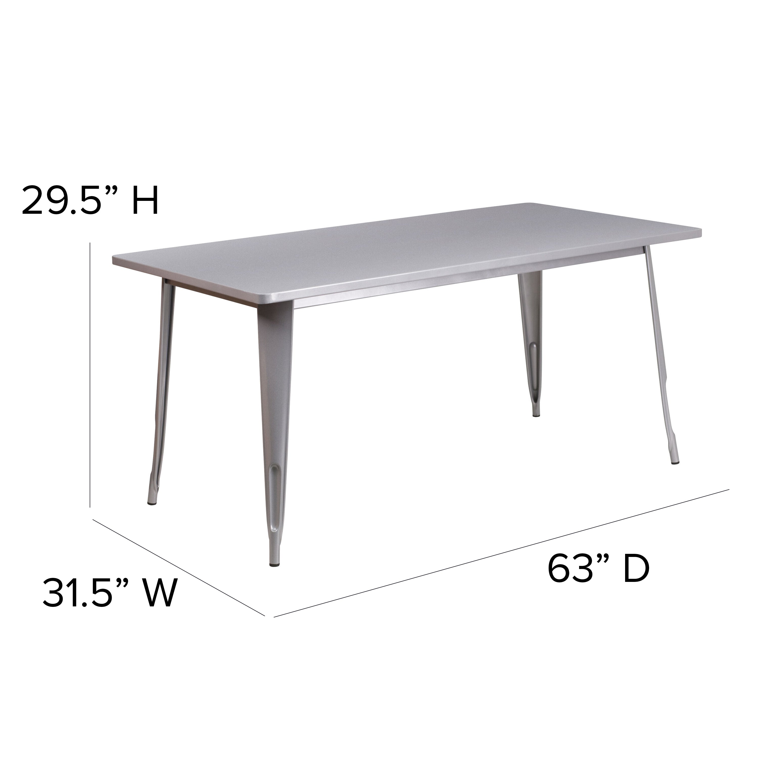 Commercial Grade 31.5" x 63" Rectangular Metal Indoor-Outdoor Table-Indoor/Outdoor Tables-Flash Furniture-Wall2Wall Furnishings