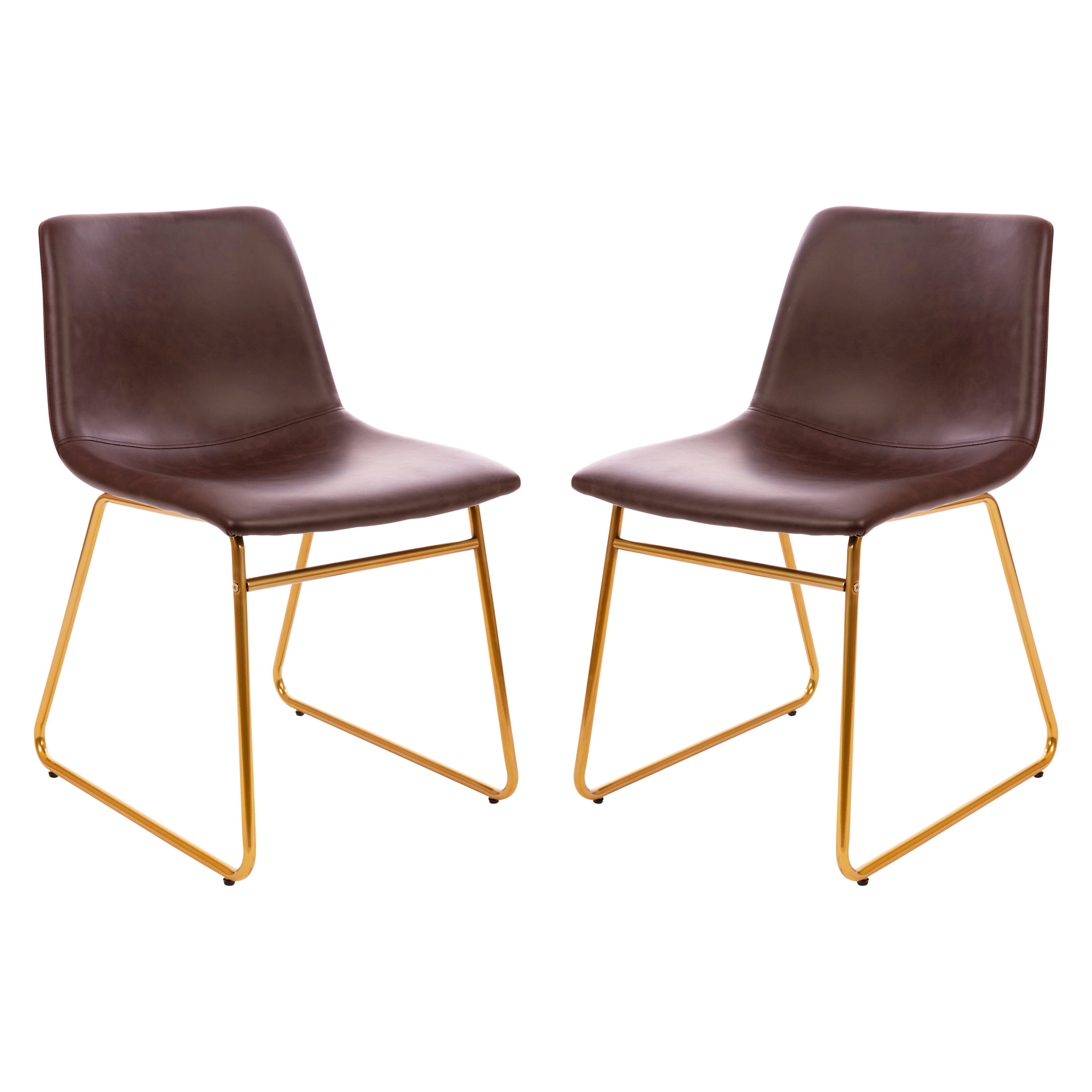 18 Inch Dining Table Height Chair, Mid-Back Sled Base Dining Chair in LeatherSoft Upholstery, Set of 2