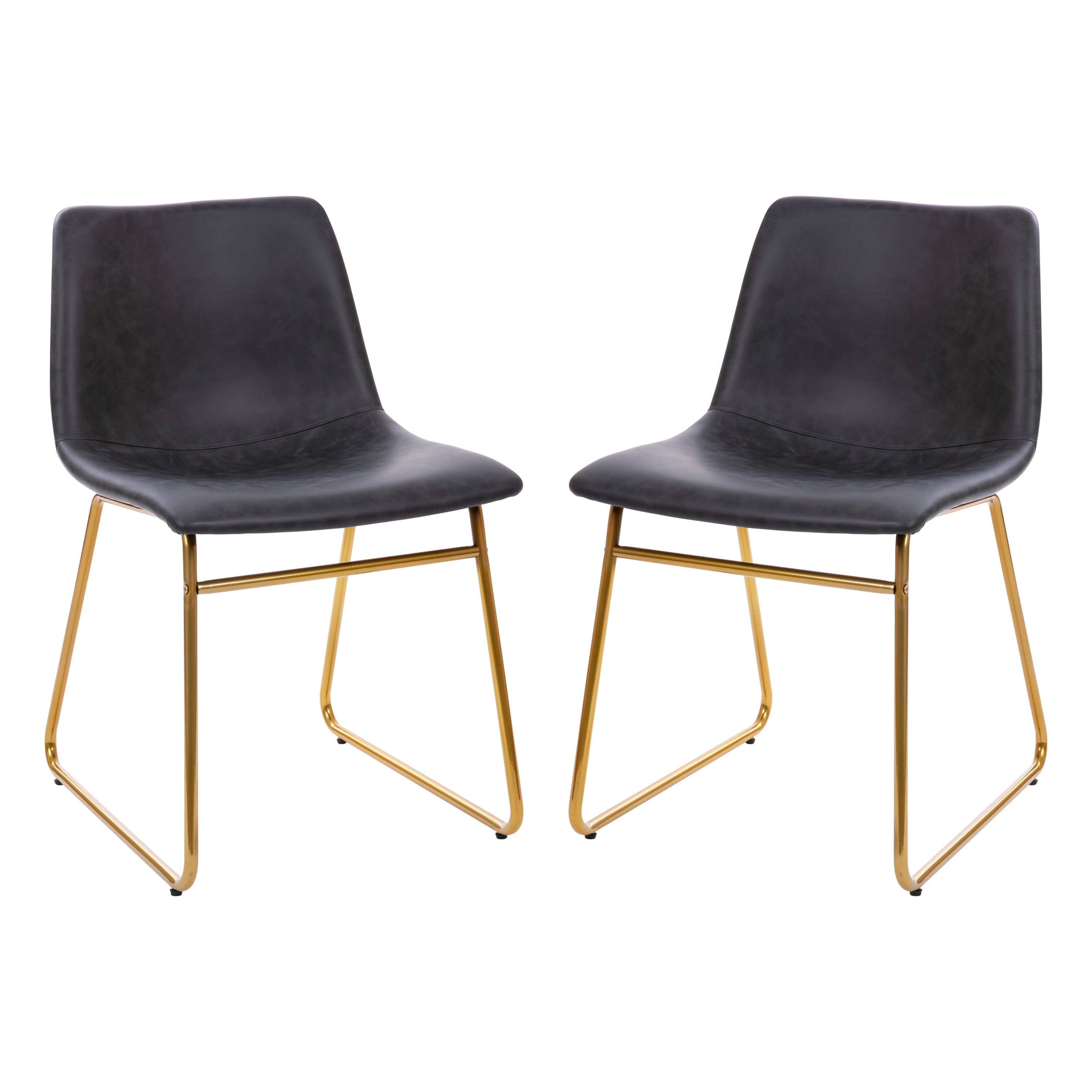 18 Inch Dining Table Height Chair, Mid-Back Sled Base Dining Chair in LeatherSoft Upholstery, Set of 2