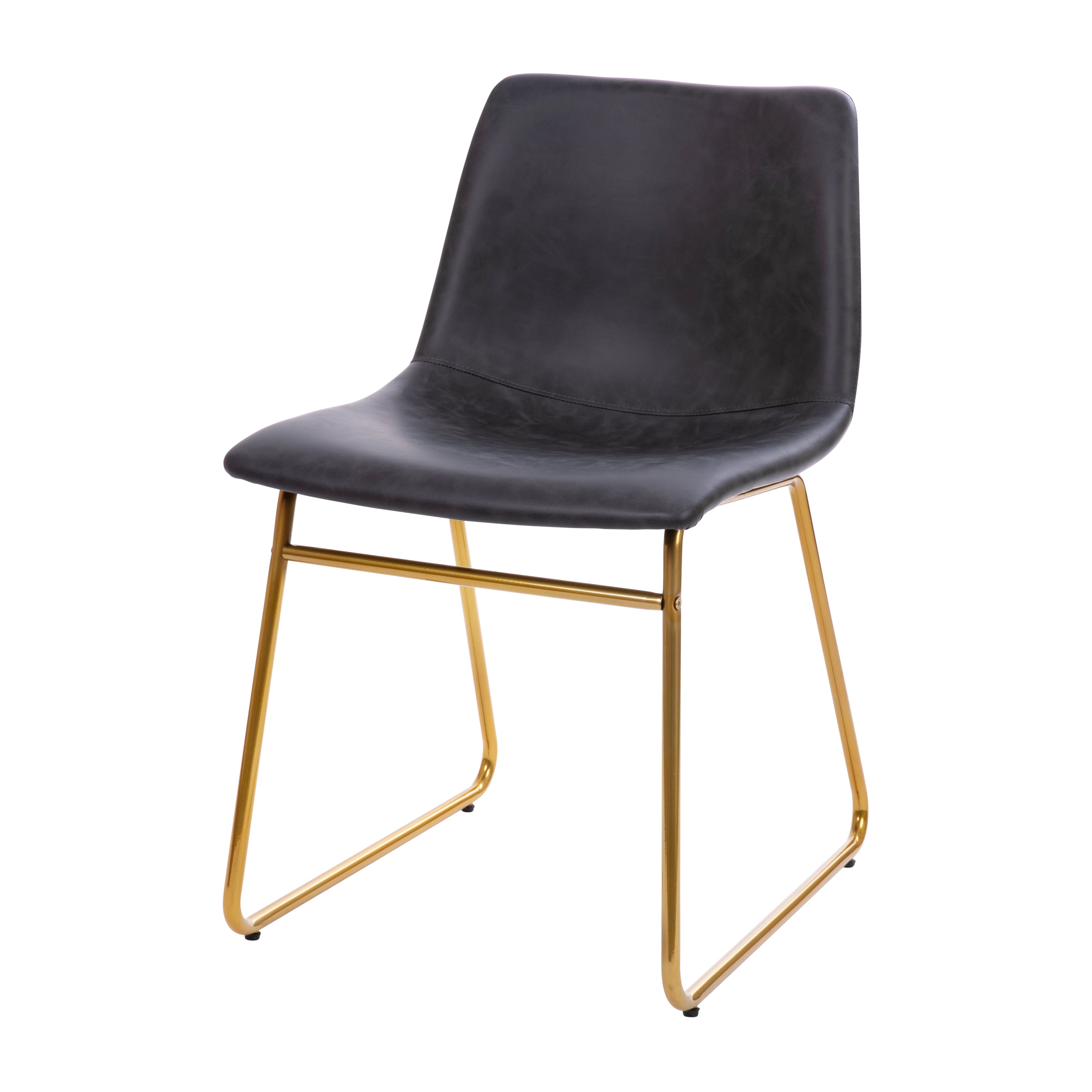 18 Inch Dining Table Height Chair, Mid-Back Sled Base Dining Chair in LeatherSoft Upholstery, Set of 2