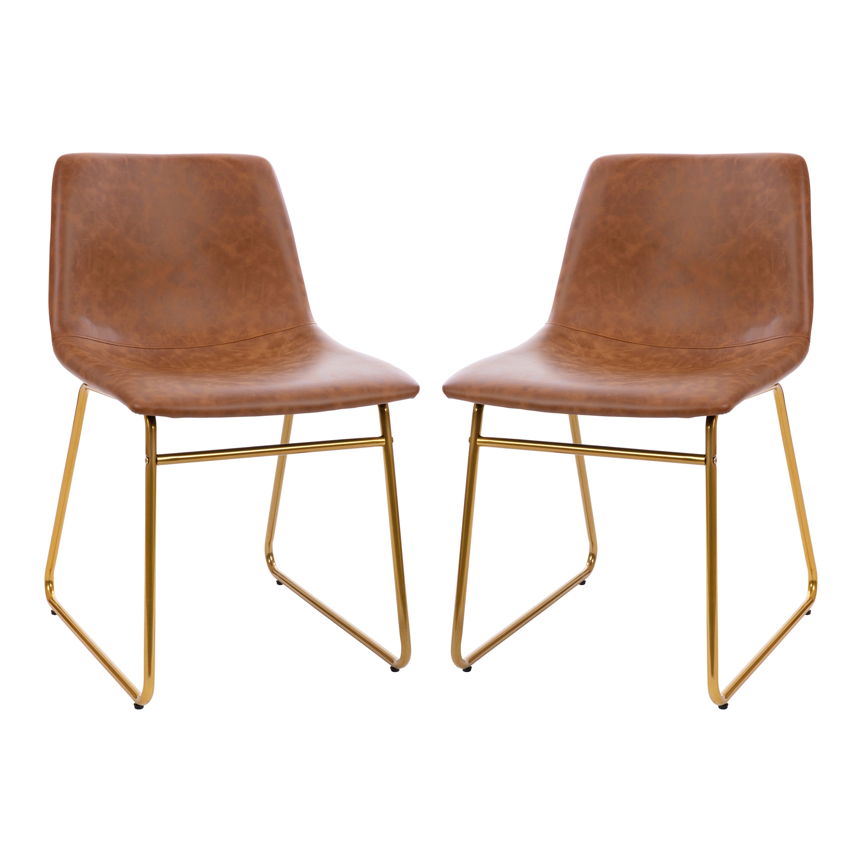 18 Inch Dining Table Height Chair, Mid-Back Sled Base Dining Chair in LeatherSoft Upholstery, Set of 2