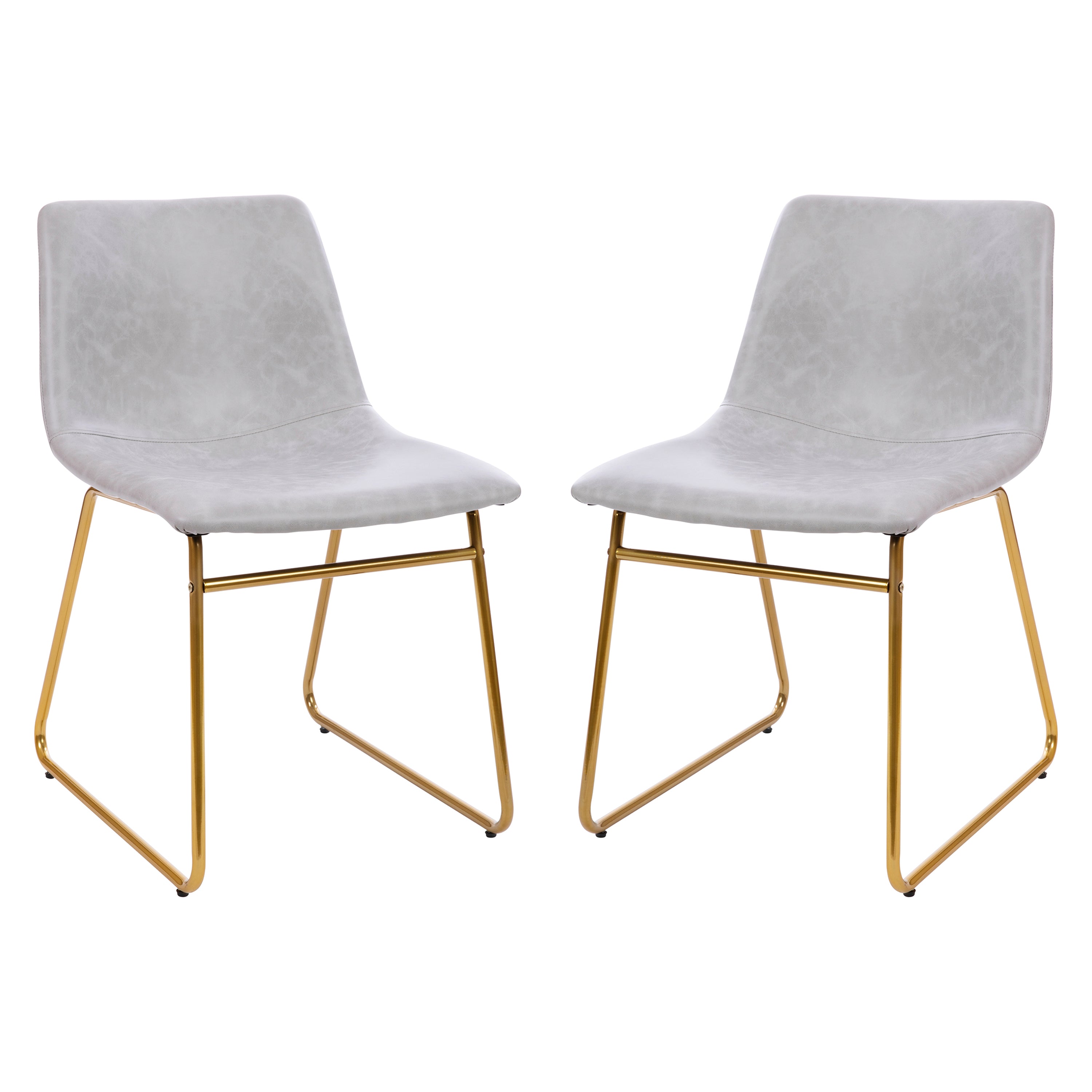 18 Inch Dining Table Height Chair, Mid-Back Sled Base Dining Chair in LeatherSoft Upholstery, Set of 2