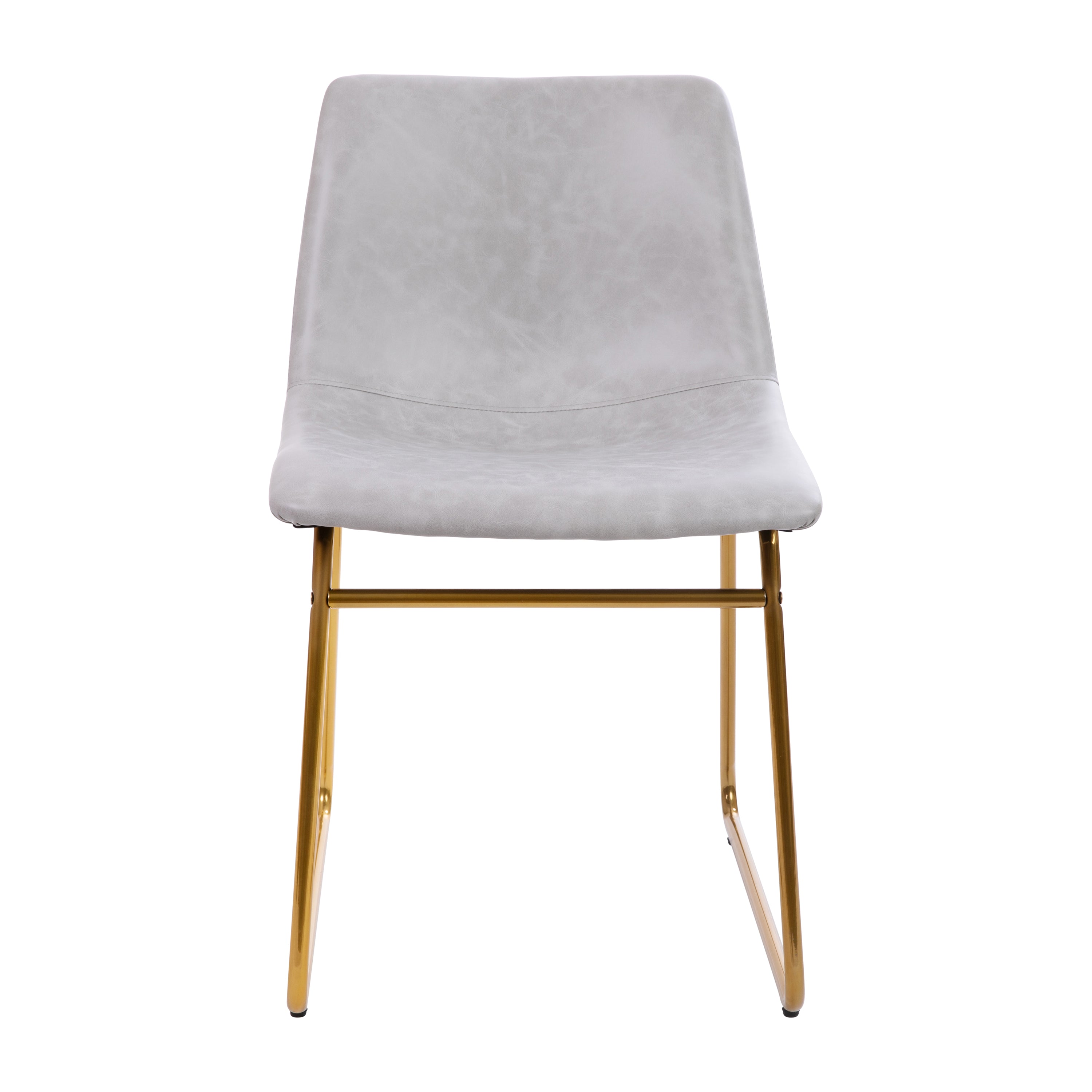 18 Inch Dining Table Height Chair, Mid-Back Sled Base Dining Chair in LeatherSoft Upholstery, Set of 2