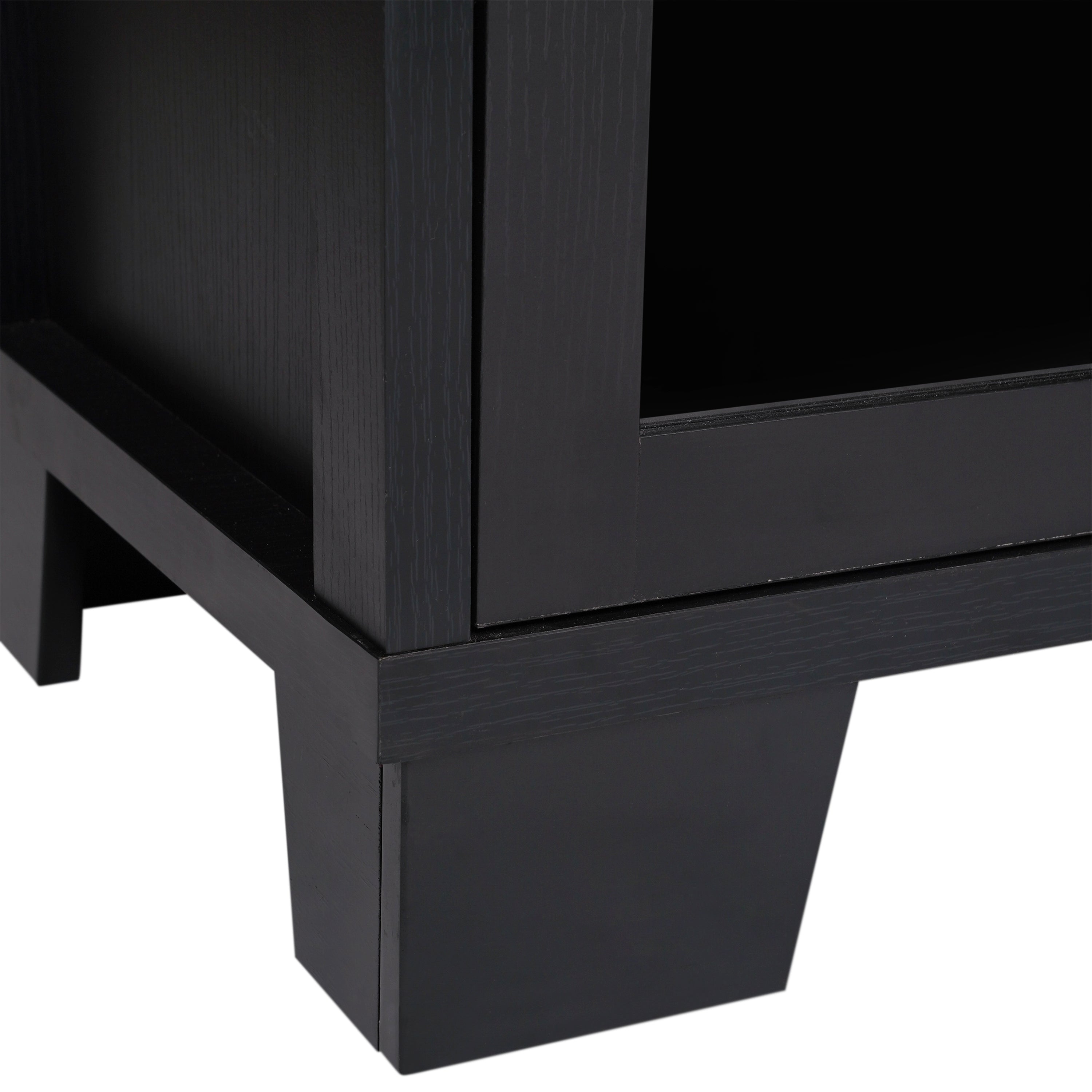 Wells Modern Kitchen and Dining Room Buffet Sideboard Storage Cabinet, Engineered Wood with 3 Tempered Glass Doors and 3 Drawers