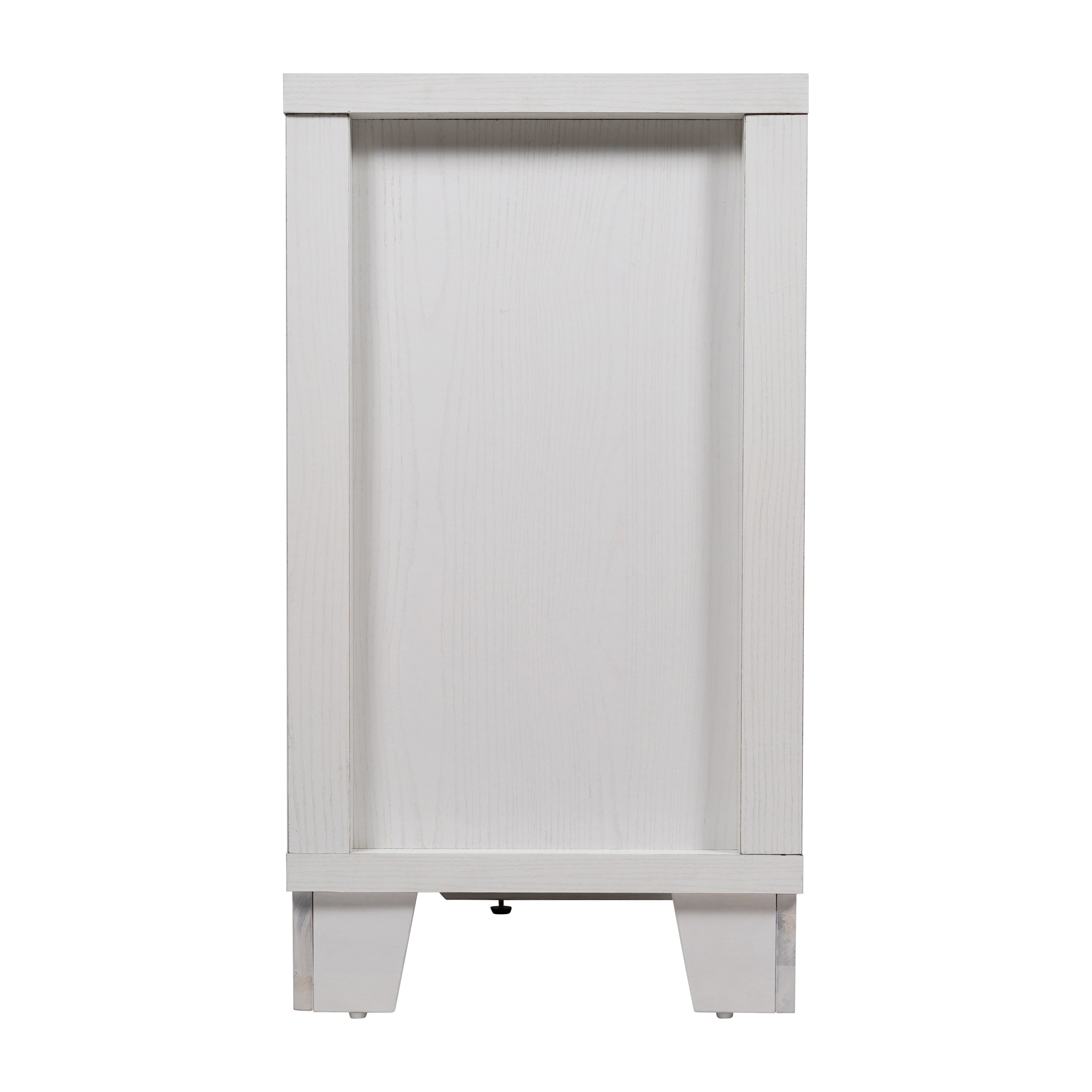 Wells Modern Kitchen and Dining Room Buffet Sideboard Storage Cabinet, Engineered Wood with 3 Tempered Glass Doors and 3 Drawers