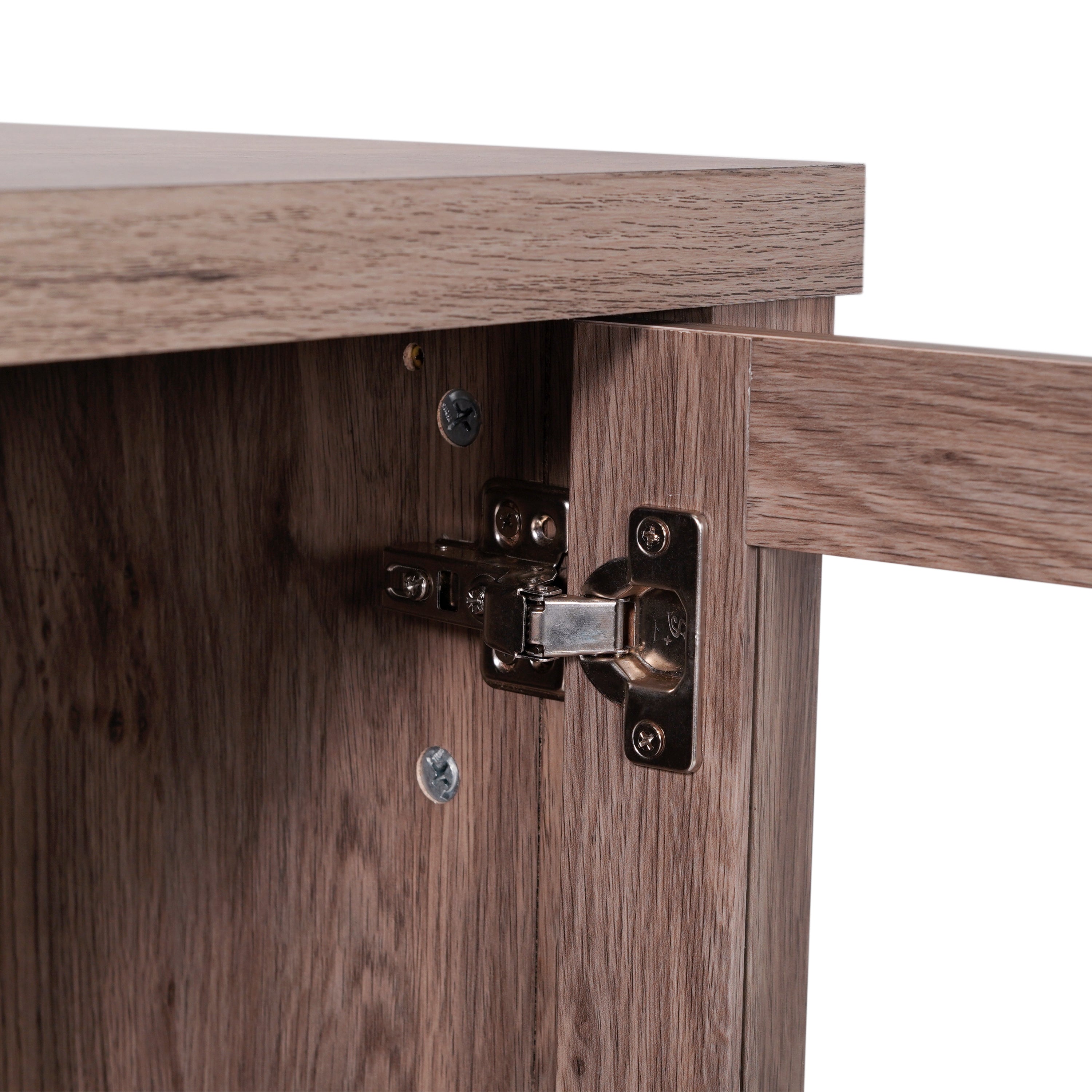 Dion Modern Kitchen and Dining Room Buffet Sideboard Storage Cabinet, Engineered Wood with 2 Tempered Glass Doors, 2 Drawers, Open Shelf