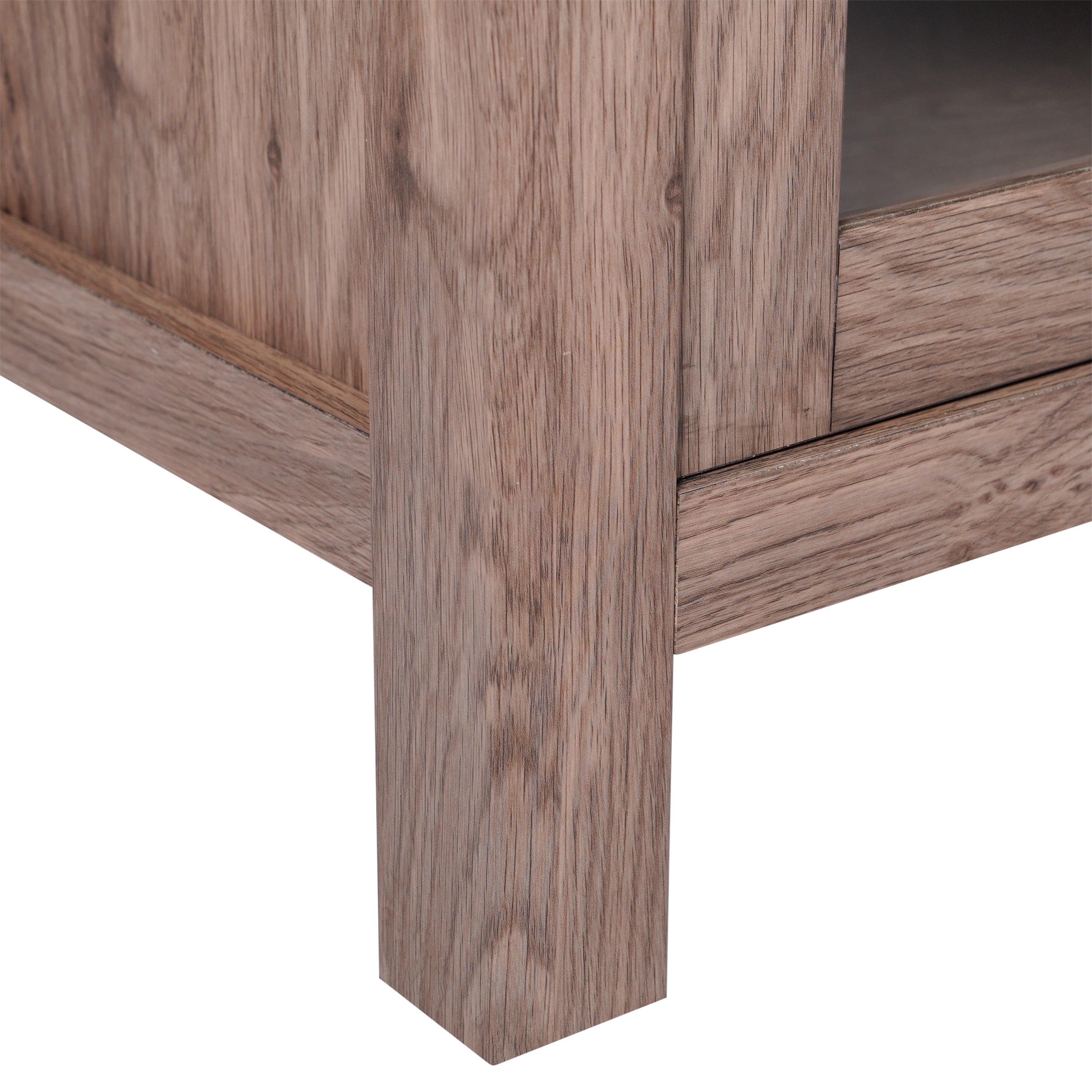 Dion Modern Kitchen and Dining Room Buffet Sideboard Storage Cabinet, Engineered Wood with 2 Tempered Glass Doors, 2 Drawers, Open Shelf