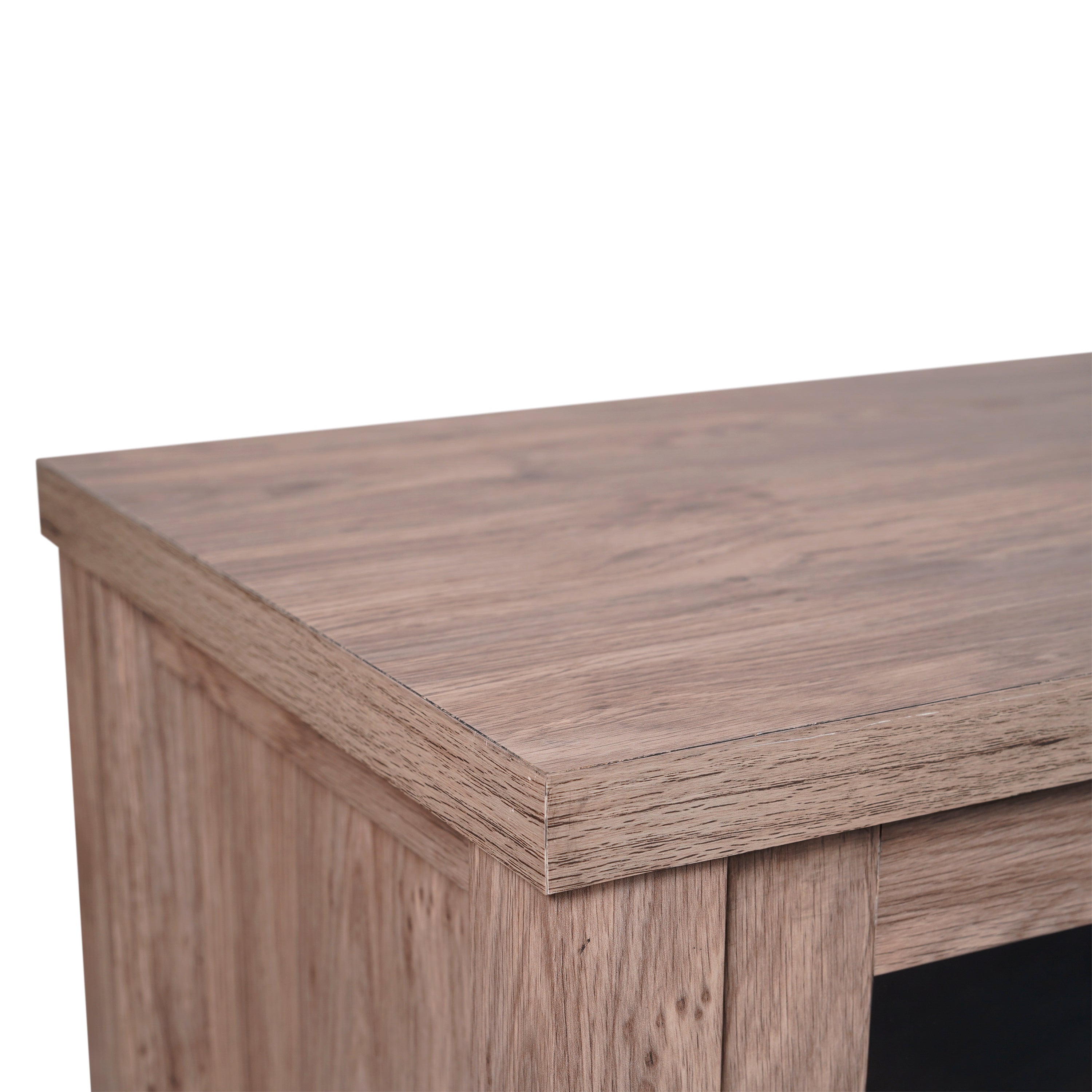 Dion Modern Kitchen and Dining Room Buffet Sideboard Storage Cabinet, Engineered Wood with 2 Tempered Glass Doors, 2 Drawers, Open Shelf