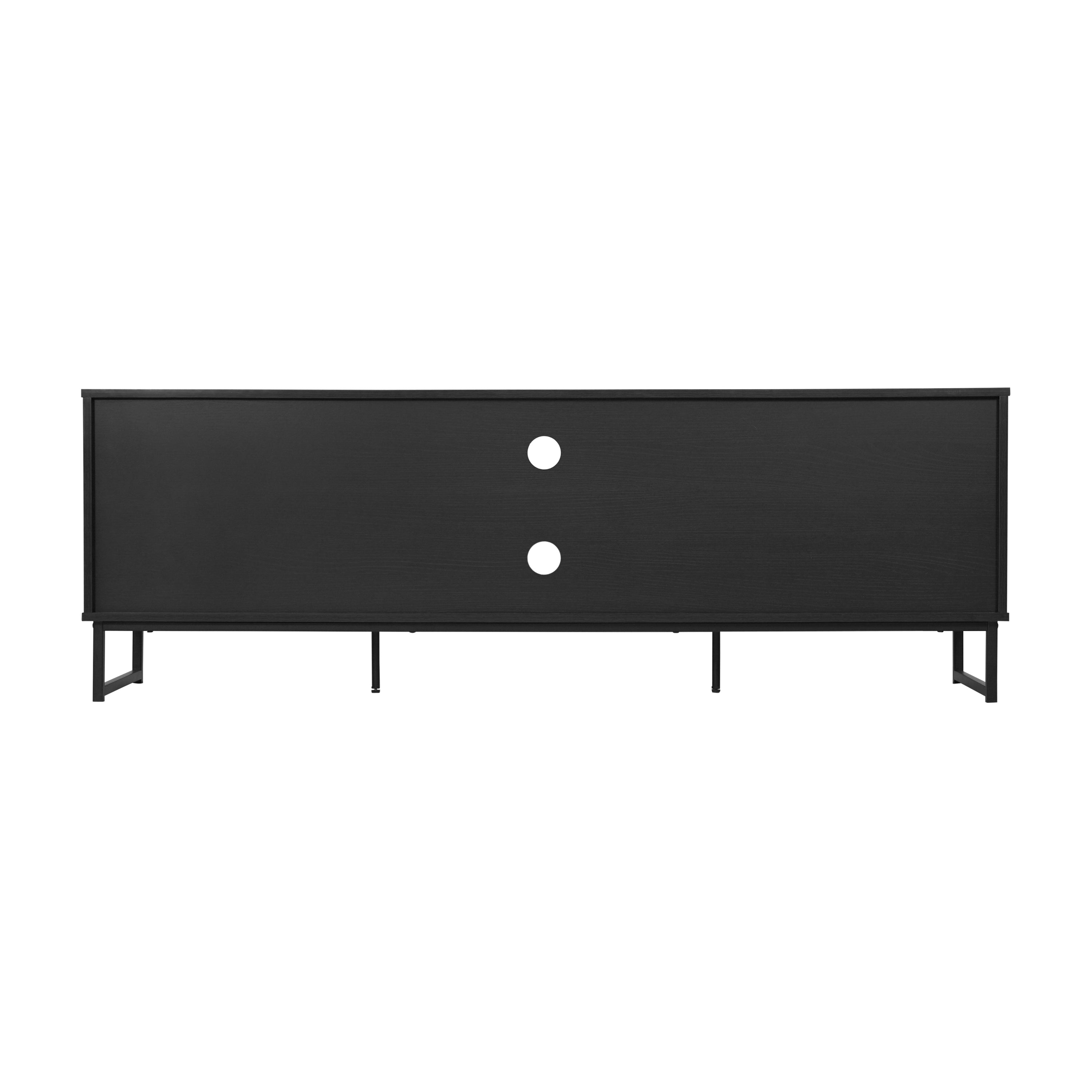 Malaki Mid-Century Modern 65 Inch TV Stand with 2 Rattan Soft Close Doors and Fixed Center Shelf, TV Stand for up to 70" TV's