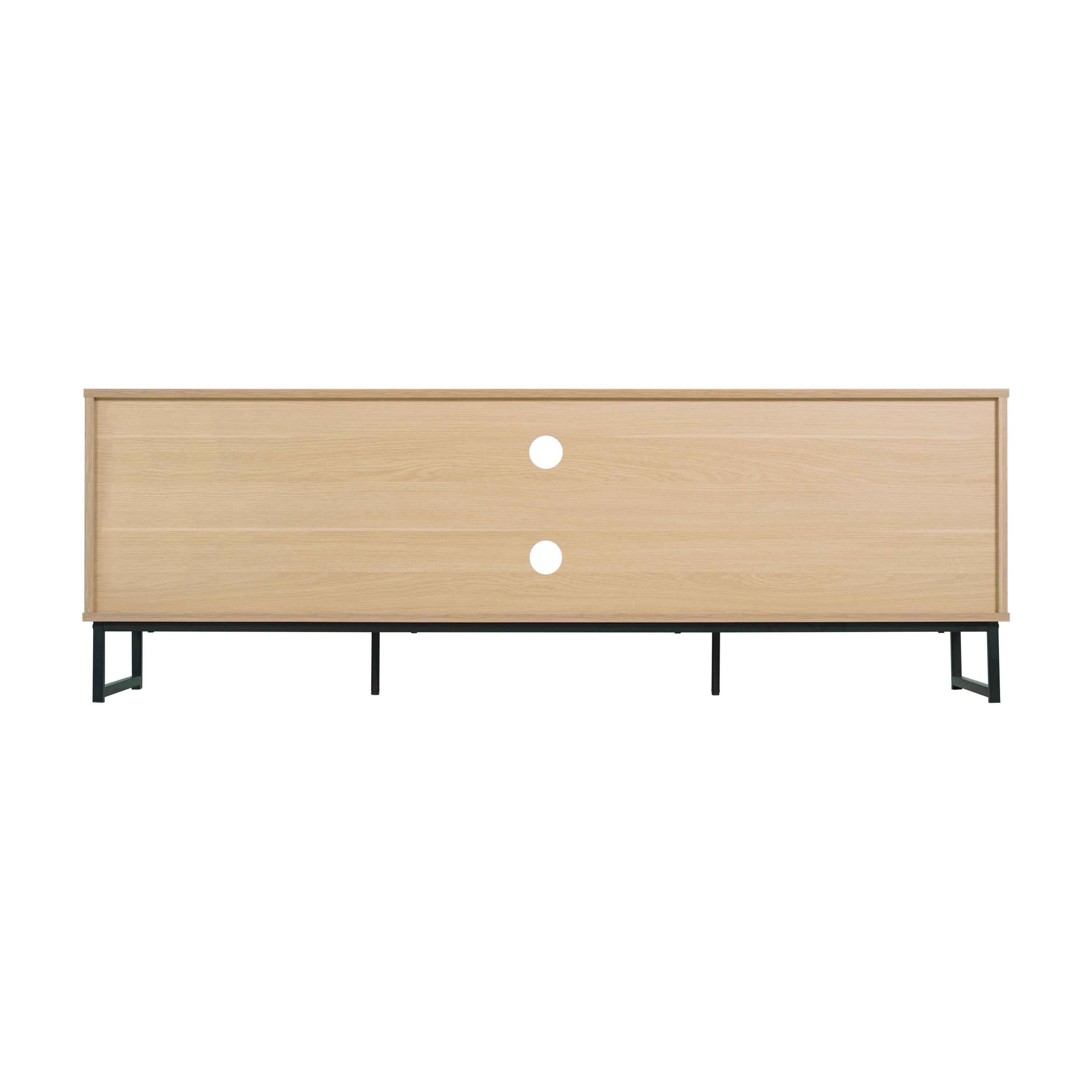 Malaki Mid-Century Modern 65 Inch TV Stand with 2 Rattan Soft Close Doors and Fixed Center Shelf, TV Stand for up to 70" TV's