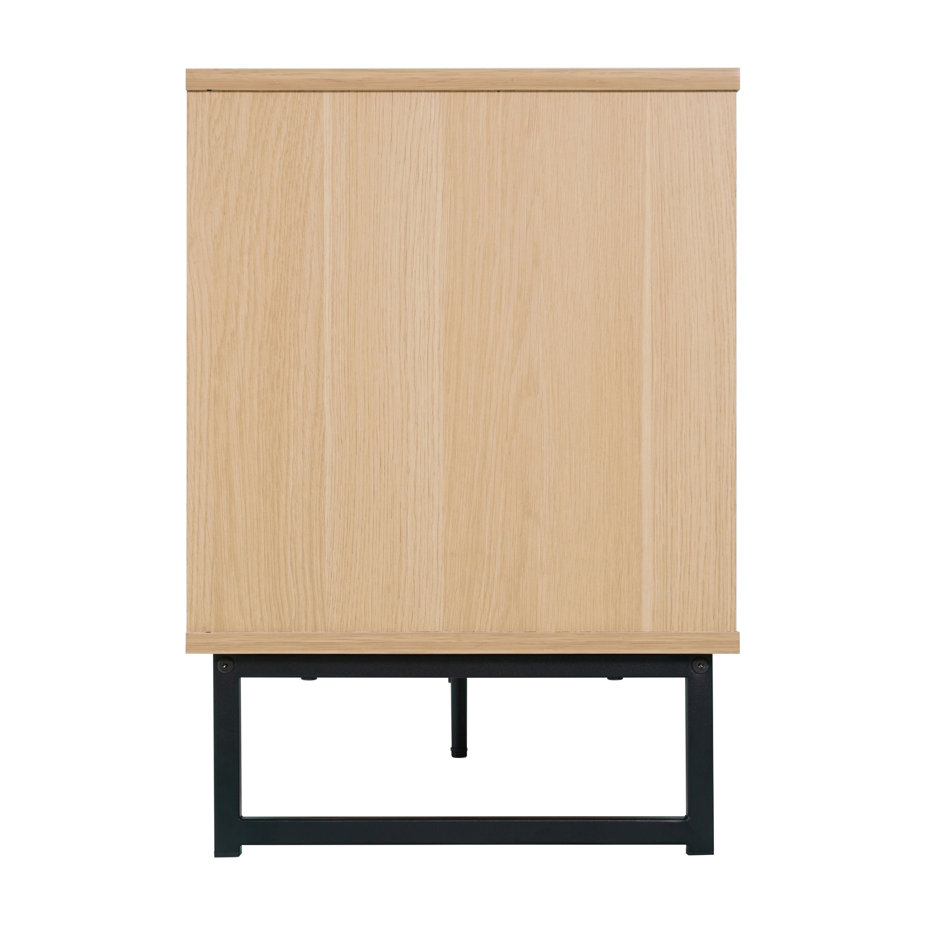 Malaki Mid-Century Modern 65 Inch TV Stand with 2 Rattan Soft Close Doors and Fixed Center Shelf, TV Stand for up to 70" TV's
