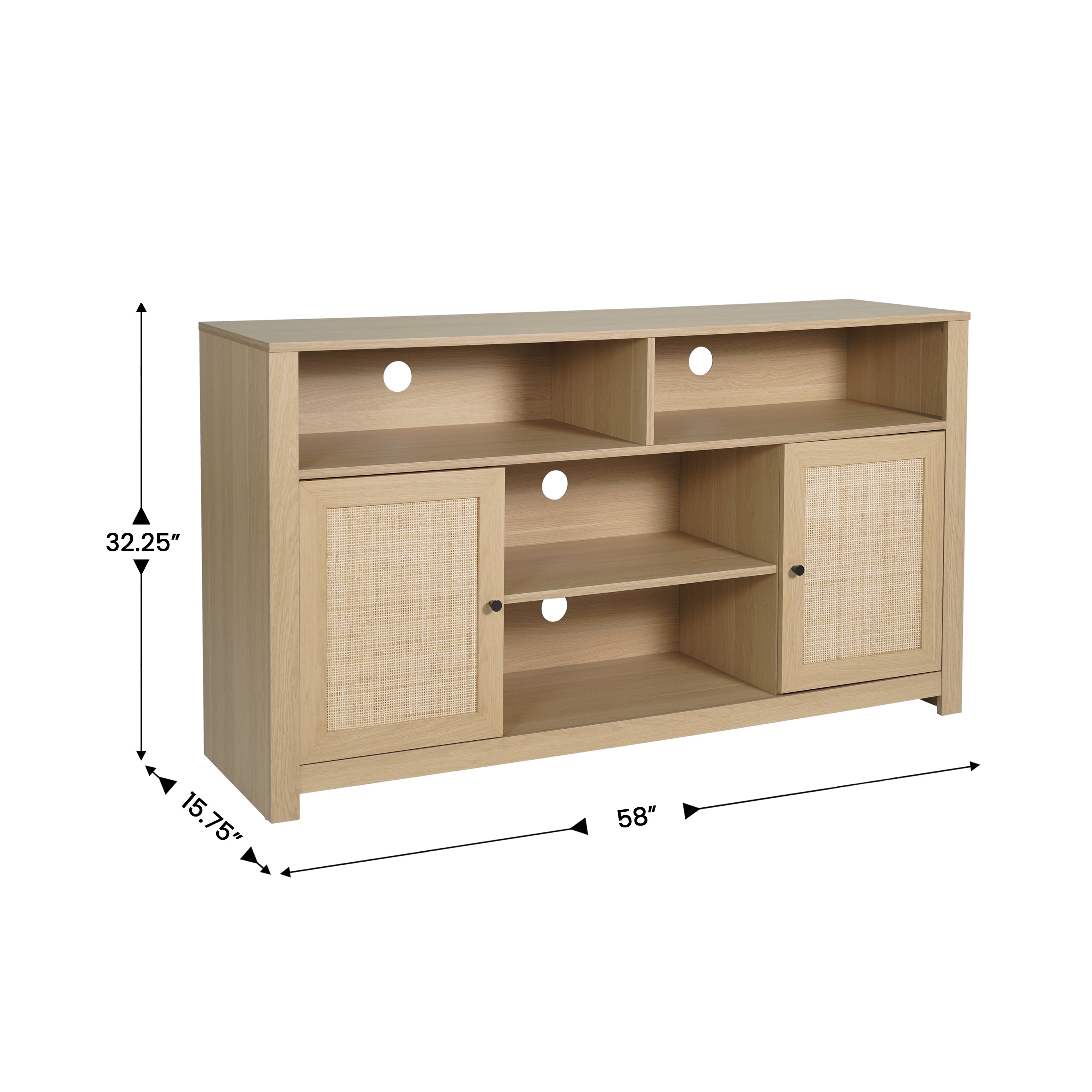 Malaki Mid-Century Modern Buffet Sideboard with 2 Soft Close Doors and Adjustable Center Shelf, TV Stand for up to 65" TV's