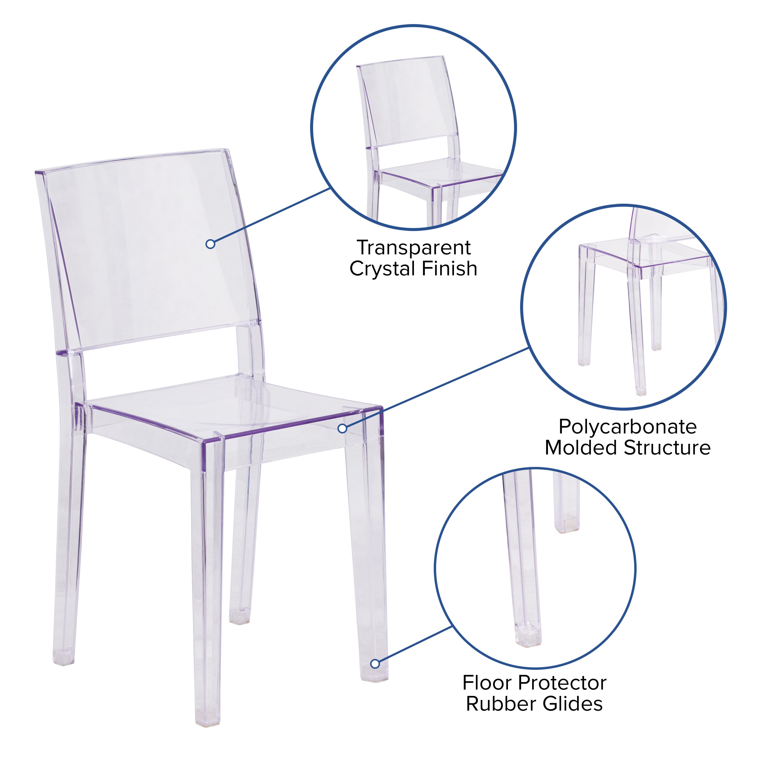 Phantom Series Transparent Stacking Side Chair-Accent Chair-Flash Furniture-Wall2Wall Furnishings