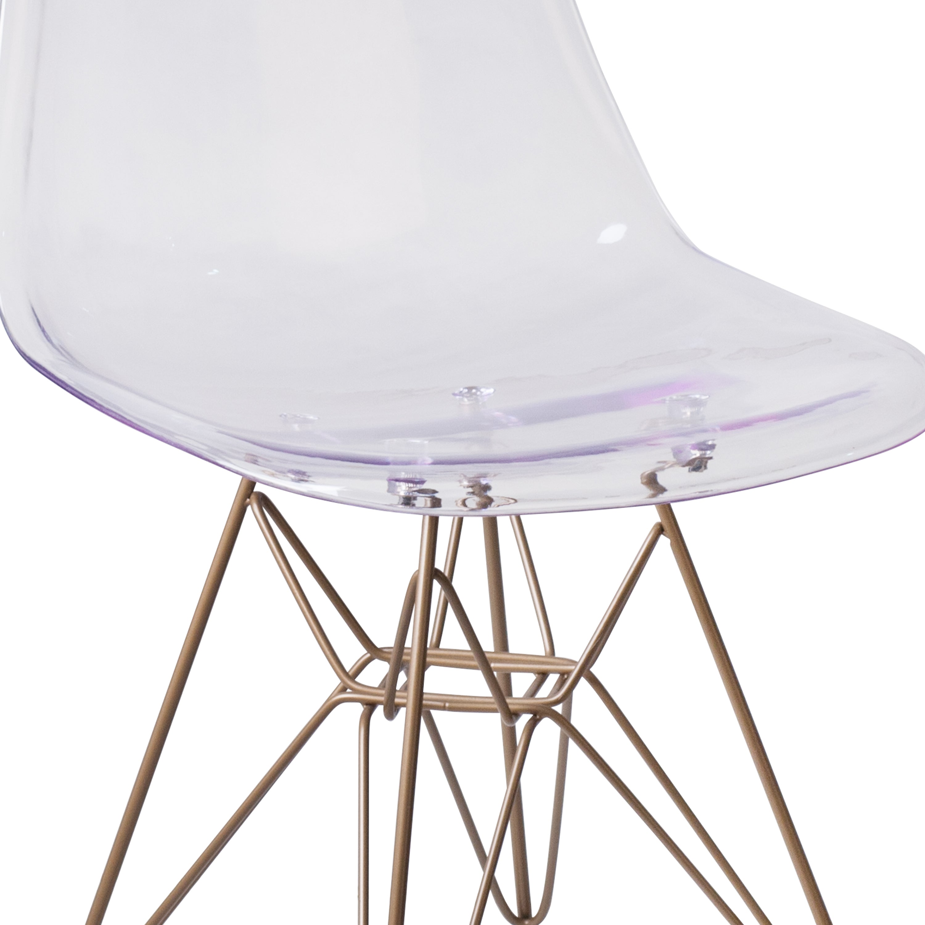 Elon Series Ghost Chair with Gold Metal Base-Accent Chair-Flash Furniture-Wall2Wall Furnishings