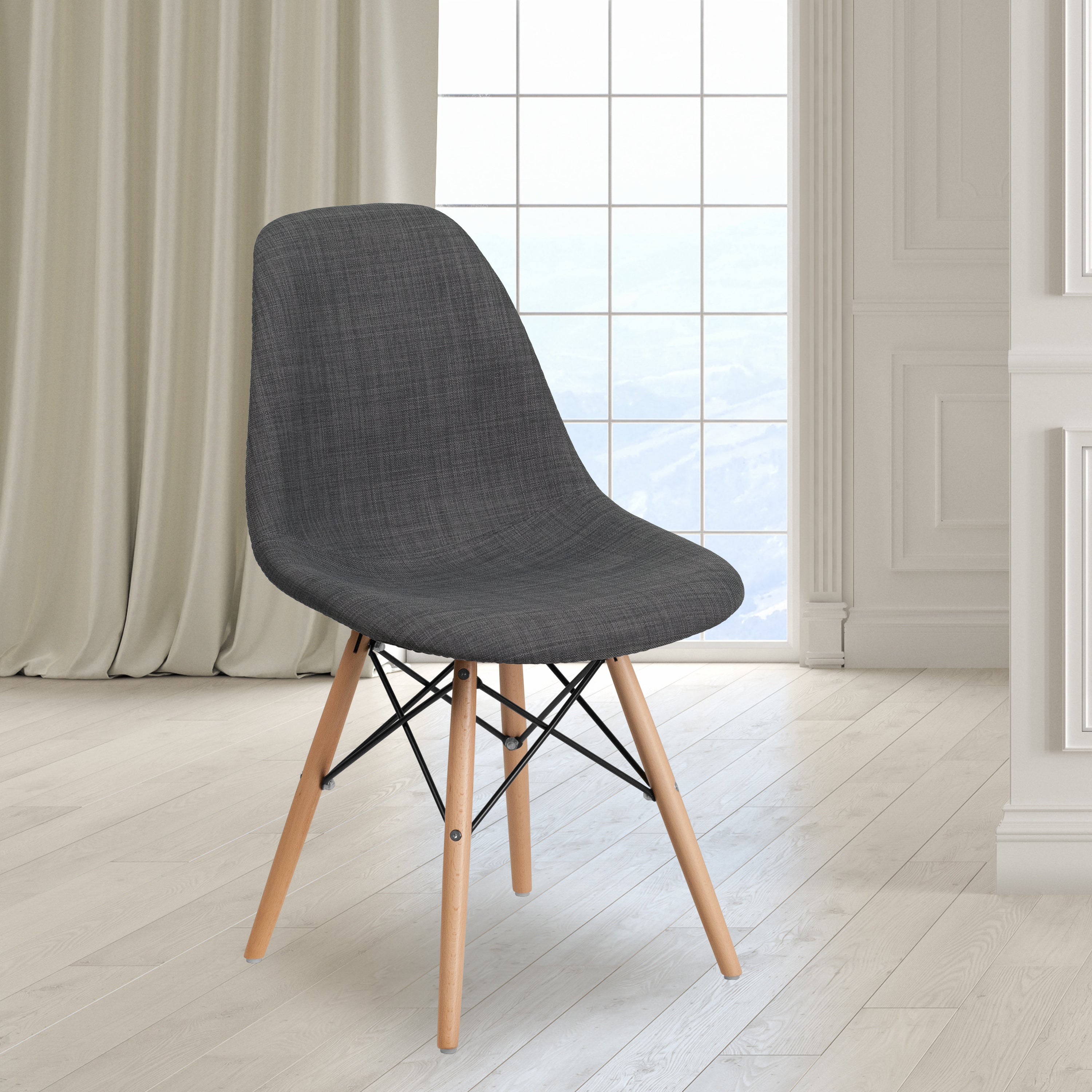 Elon Series Fabric Chair with Wooden Legs-Accent Chair-Flash Furniture-Wall2Wall Furnishings