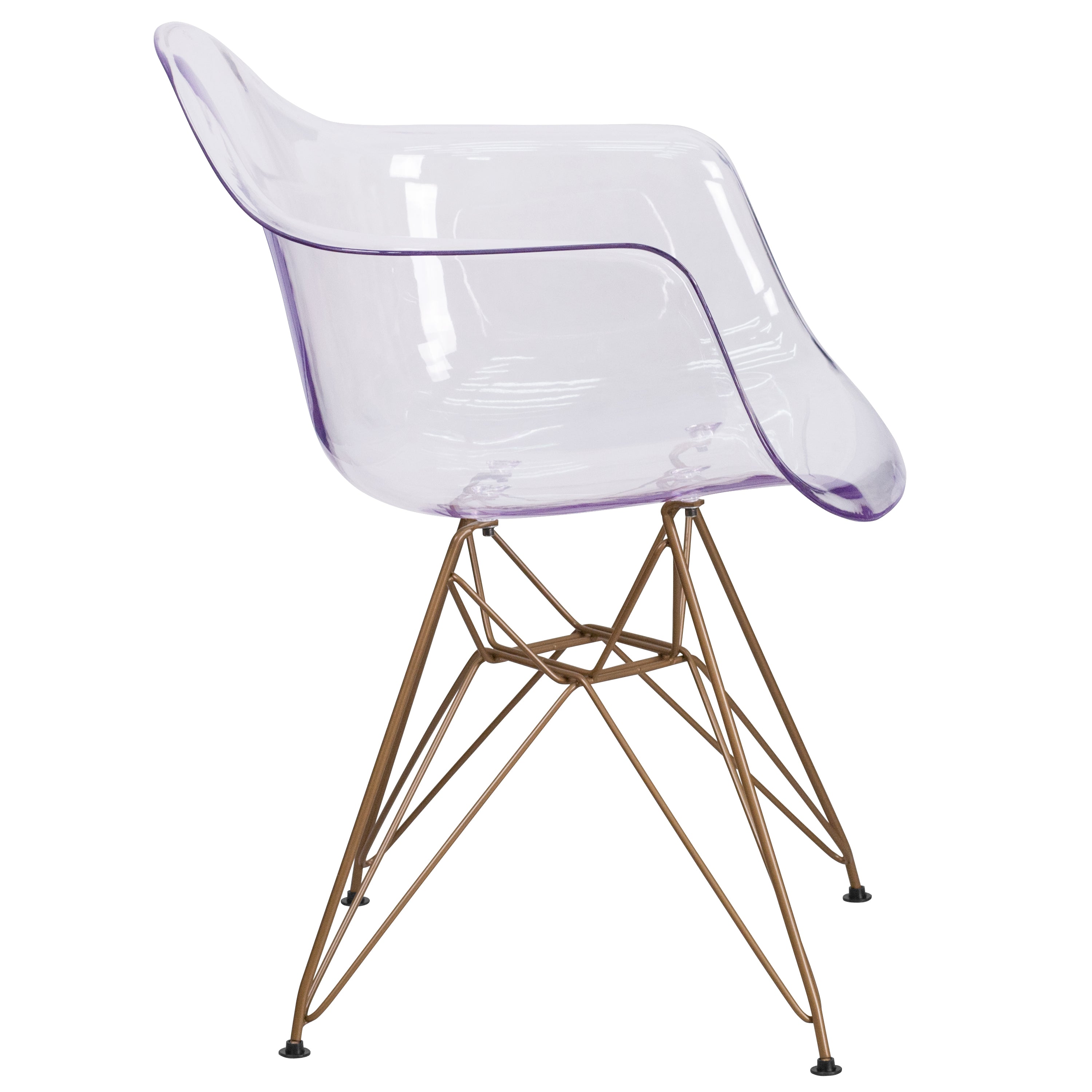 Allure Series Transparent Side Chair with Arms and Gold Base-Accent Chair-Flash Furniture-Wall2Wall Furnishings
