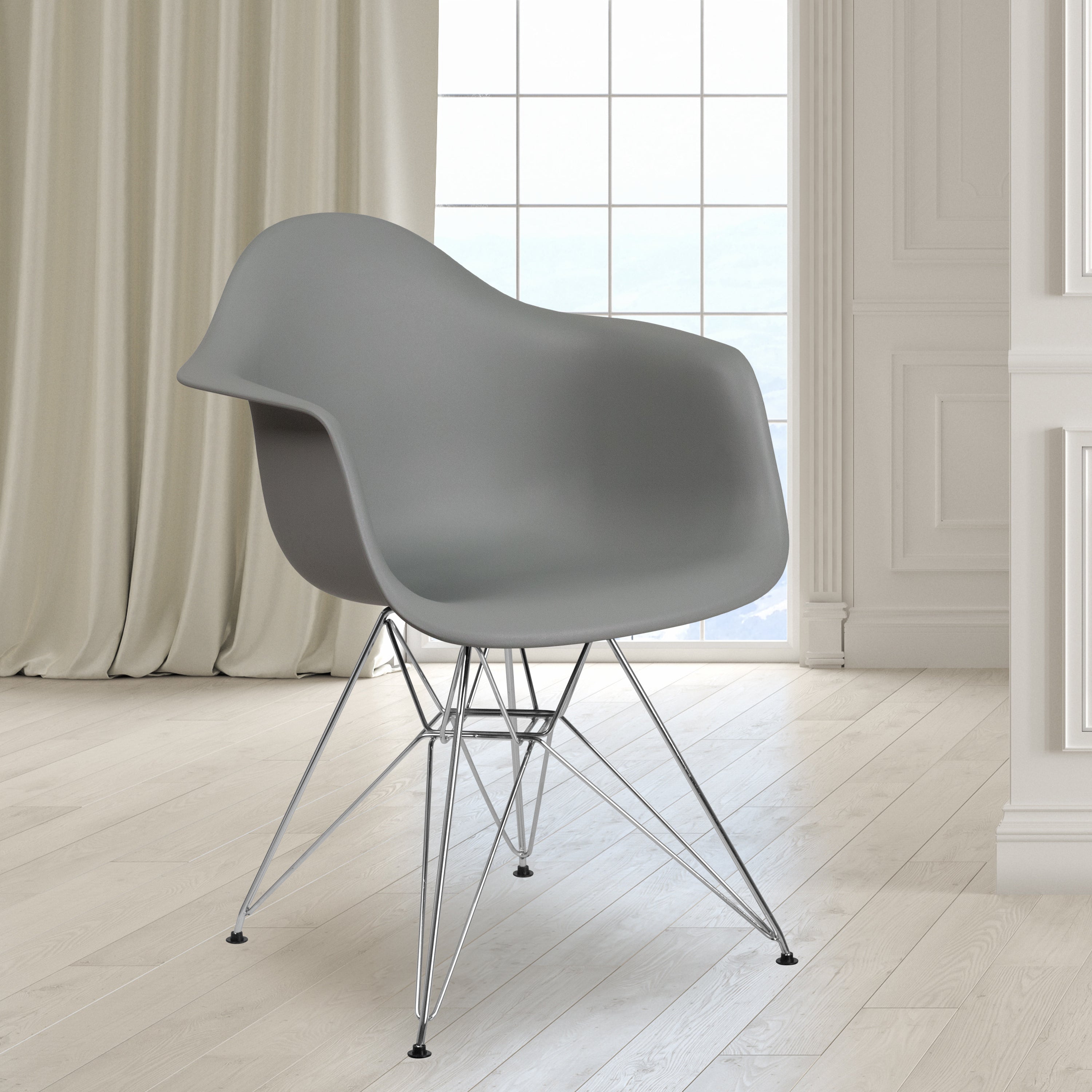 Alonza Series Plastic Chair with Arms and Chrome Base-Accent Chair-Flash Furniture-Wall2Wall Furnishings