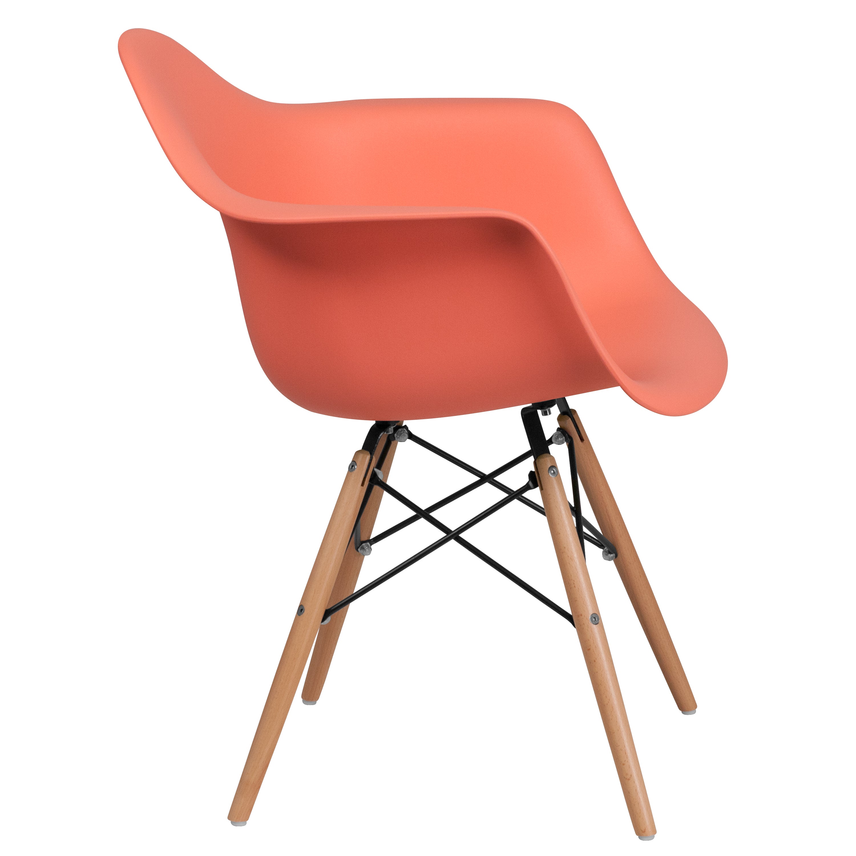 Alonza Series Plastic Chair with Arms and Wooden Legs-Accent Chair-Flash Furniture-Wall2Wall Furnishings