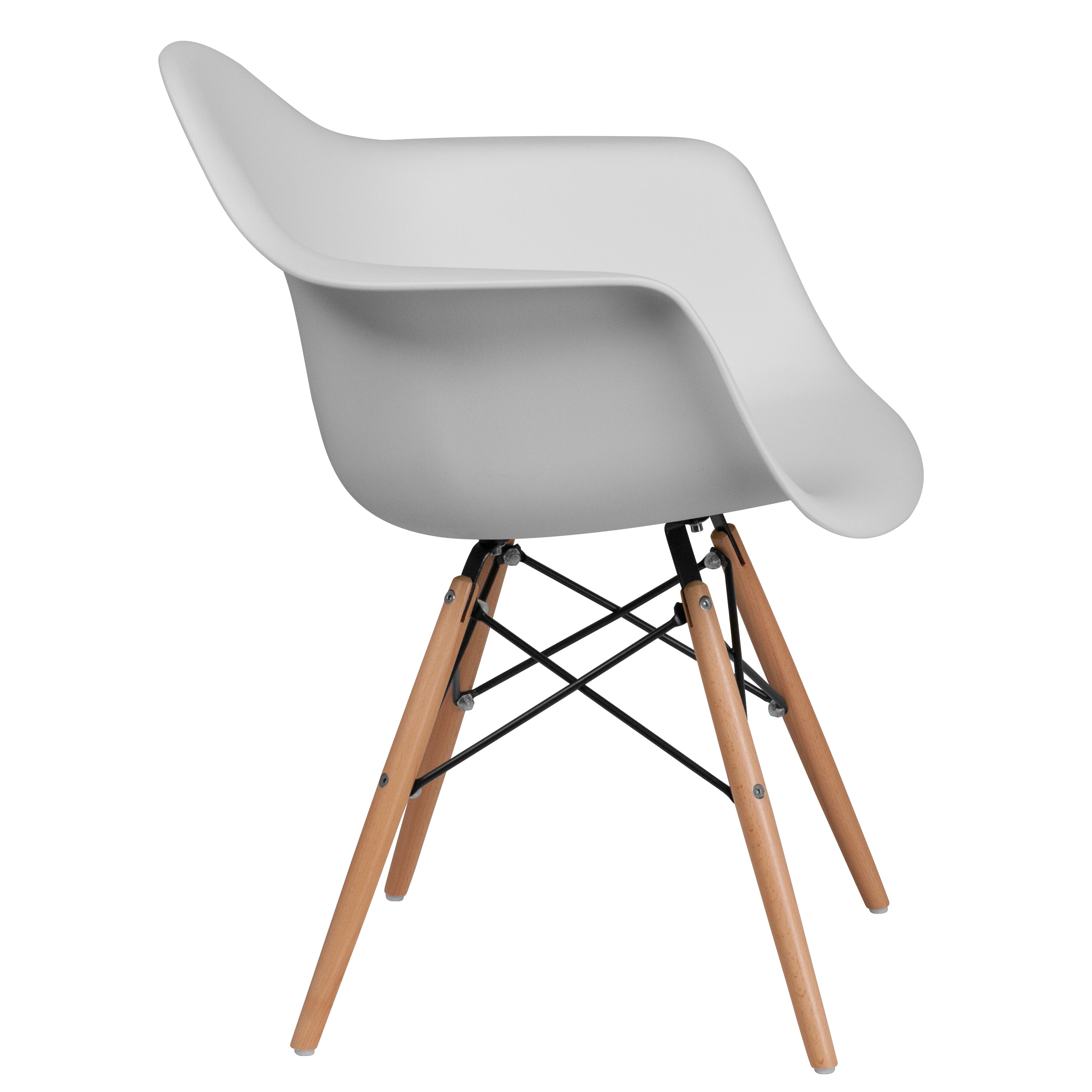 Alonza Series Plastic Chair with Arms and Wooden Legs-Accent Chair-Flash Furniture-Wall2Wall Furnishings