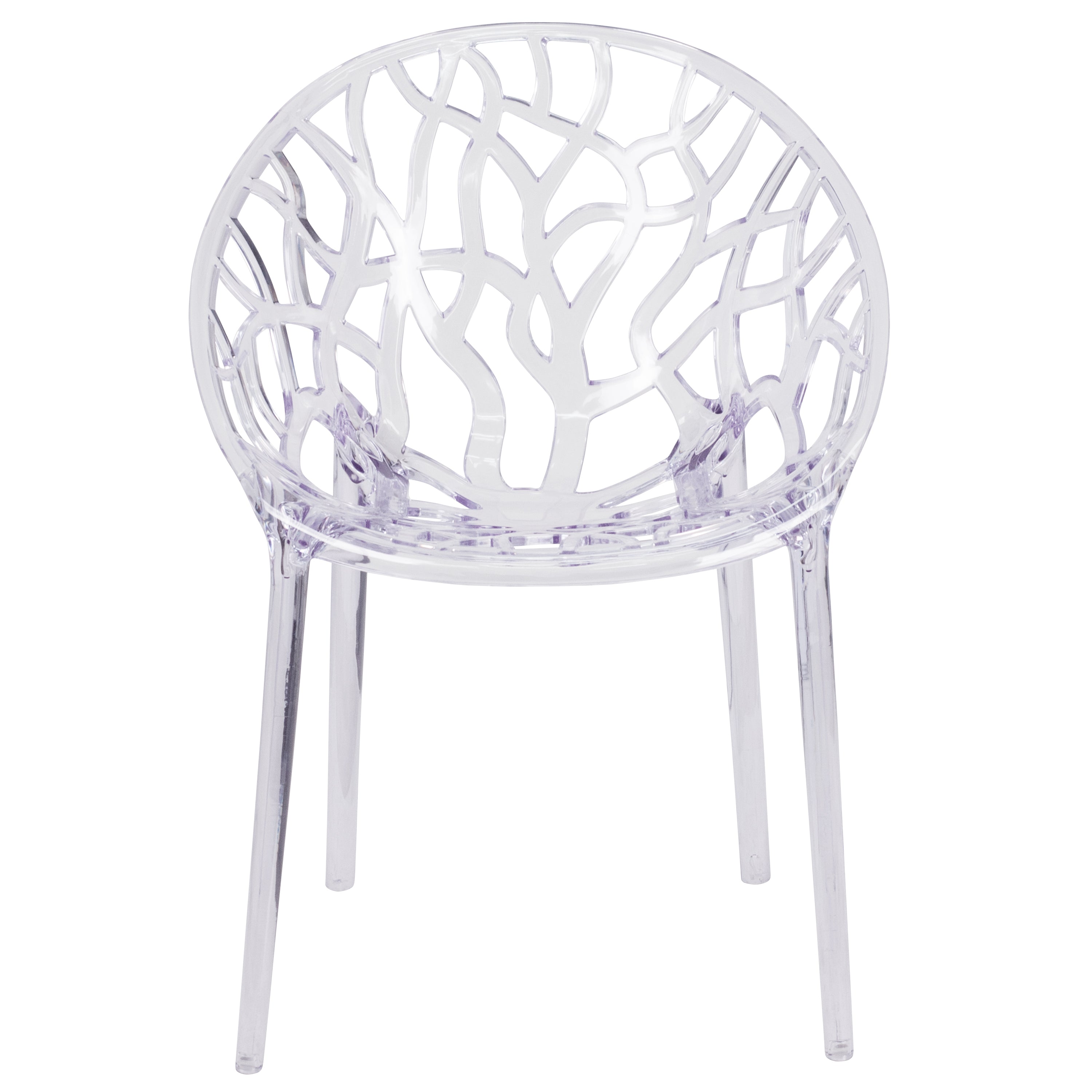 Specter Series Transparent Oval Shaped Stacking Side Chair with Artistic Pattern Design-Accent Chair-Flash Furniture-Wall2Wall Furnishings