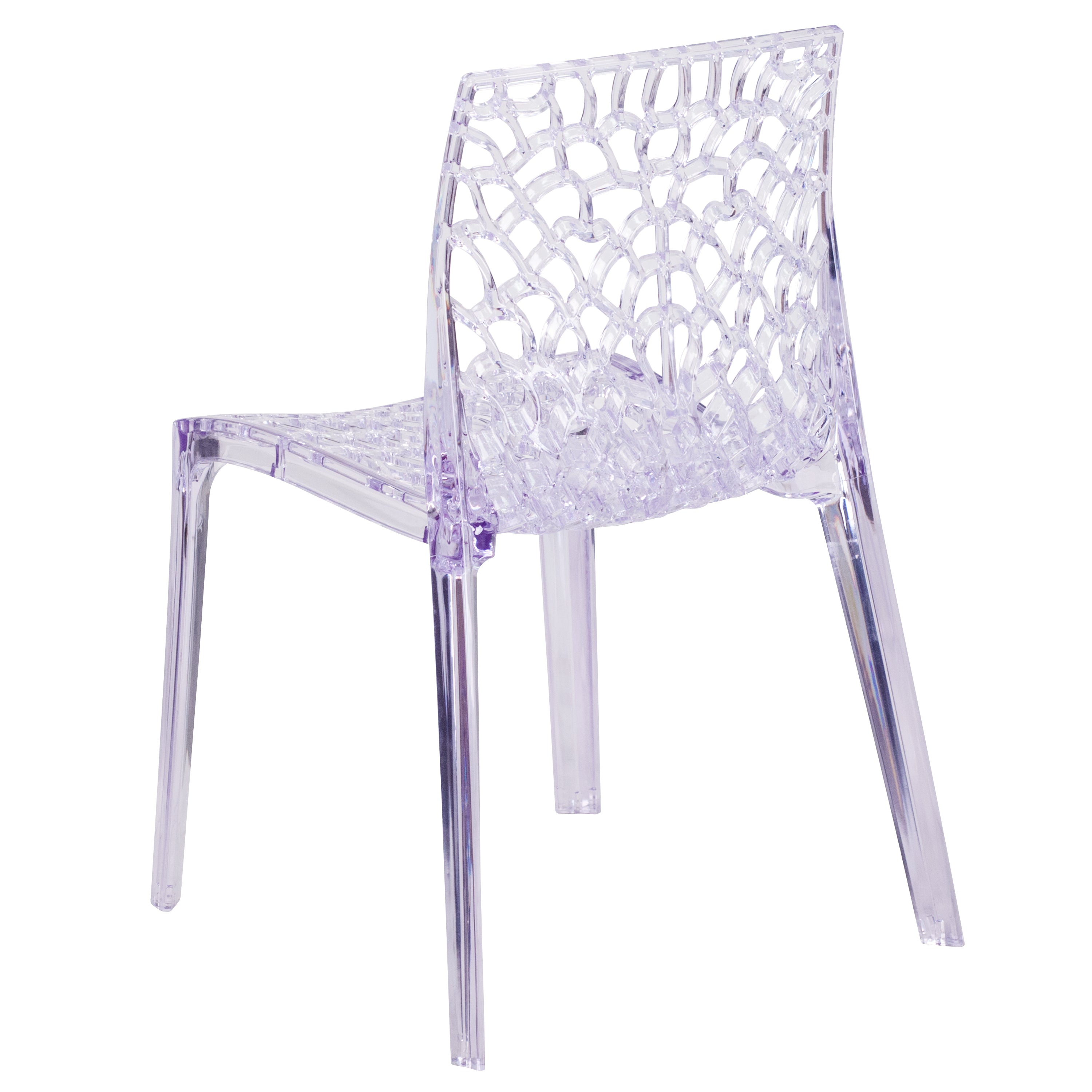 Vision Series Transparent Stacking Side Chair with Artistic Pattern Design-Accent Chair-Flash Furniture-Wall2Wall Furnishings