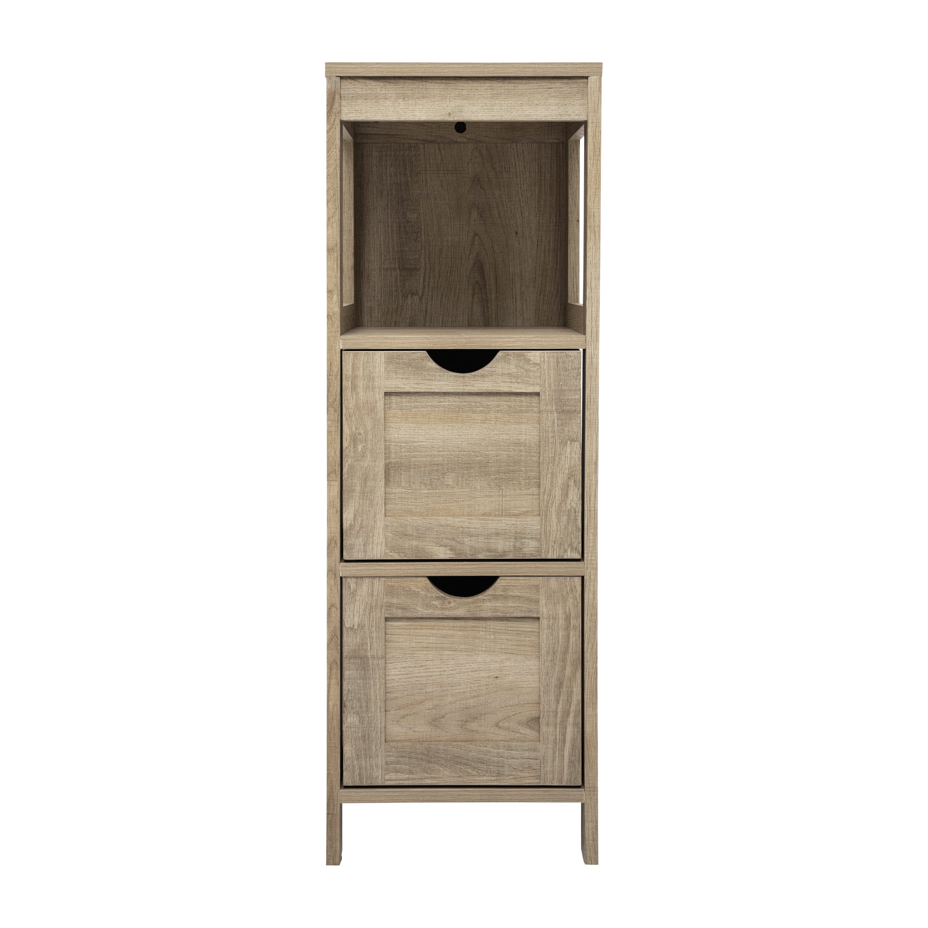 Dune Farmhouse Bathroom Storage Organizer with Two Removable Drawers and Open Display Shelf