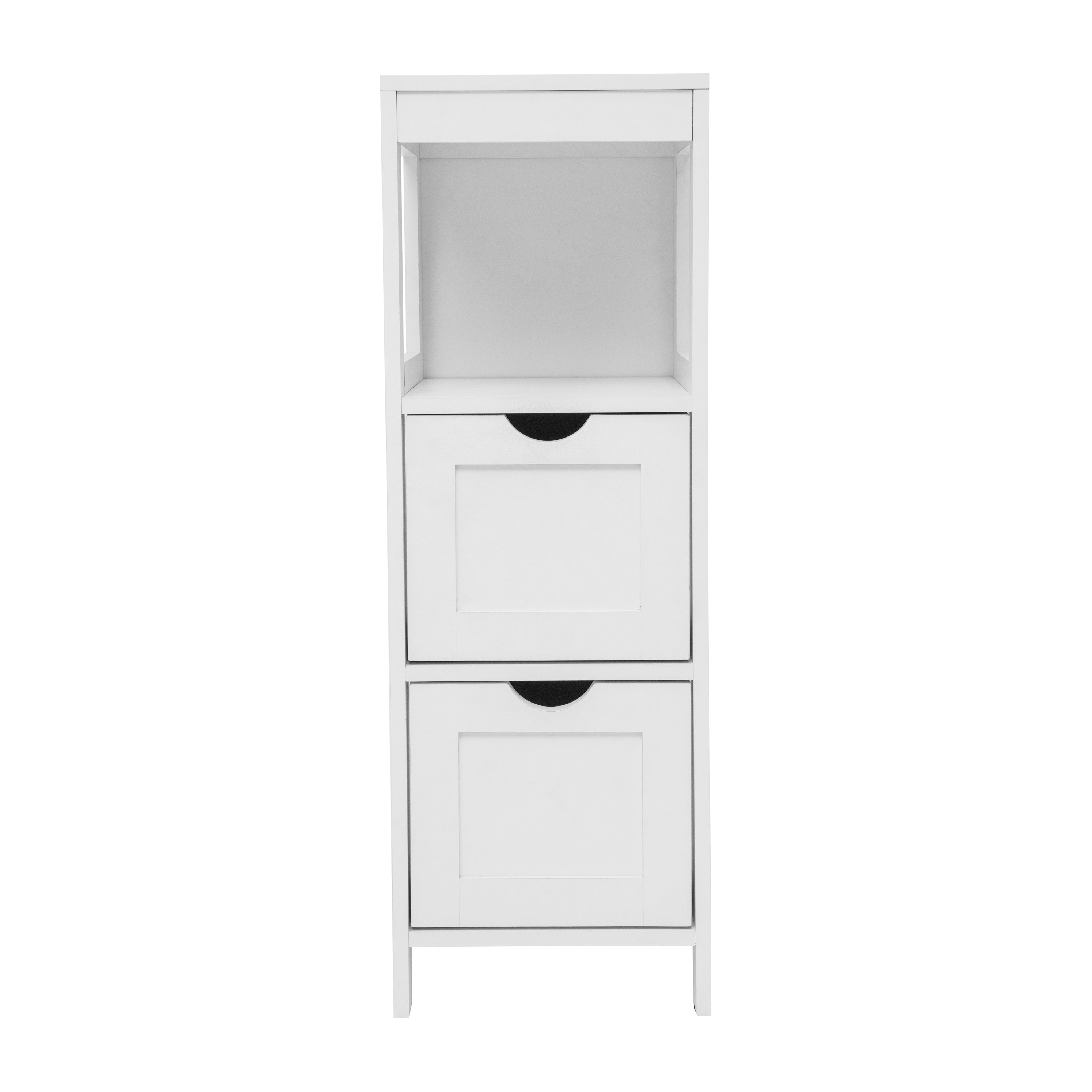Dune Farmhouse Bathroom Storage Organizer with Two Removable Drawers and Open Display Shelf