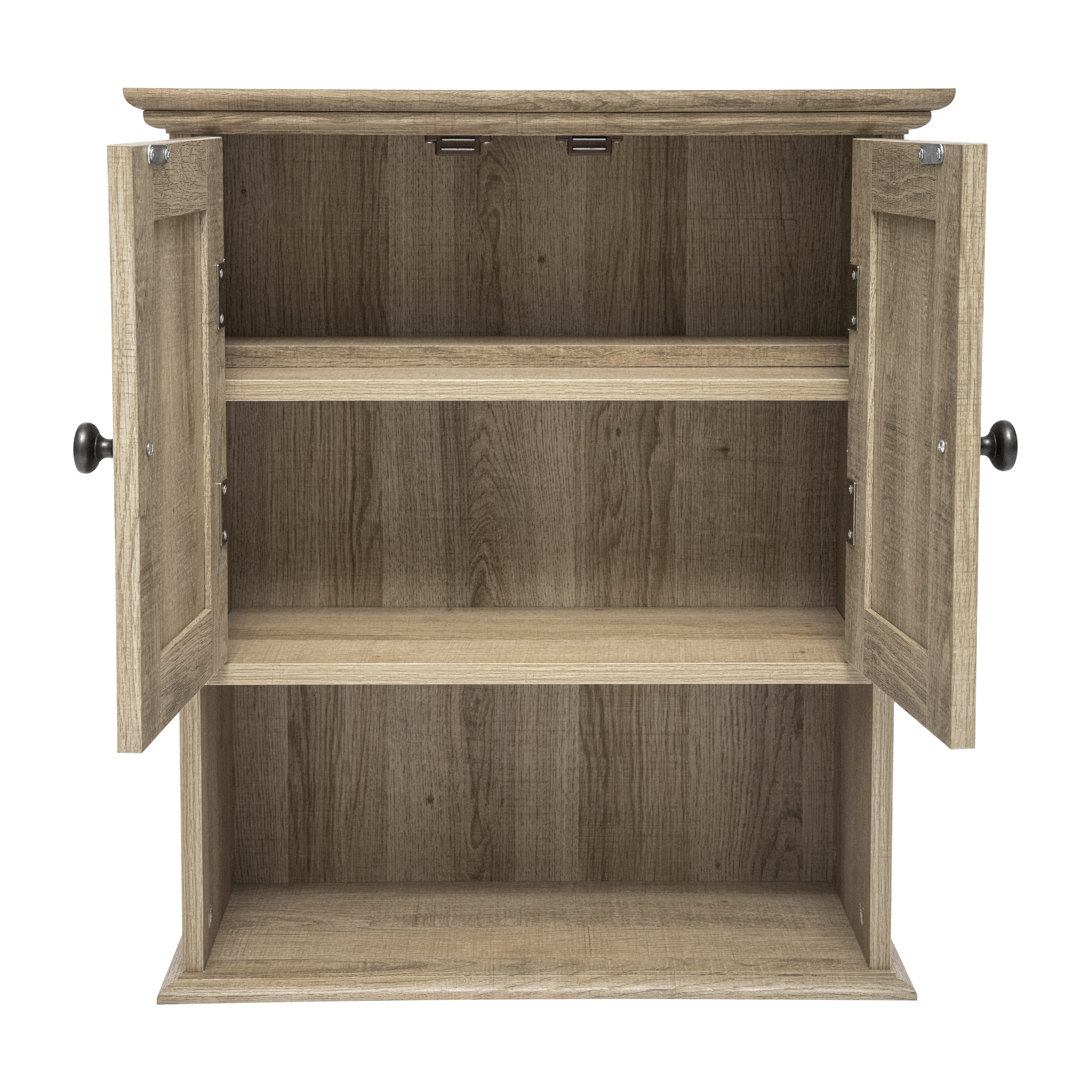 Dune Wall Mounted Bathroom Medicine Cabinet Storage Organizer with Magnetic Closure Doors, Adjustable Shelf, and Lower Open Shelf