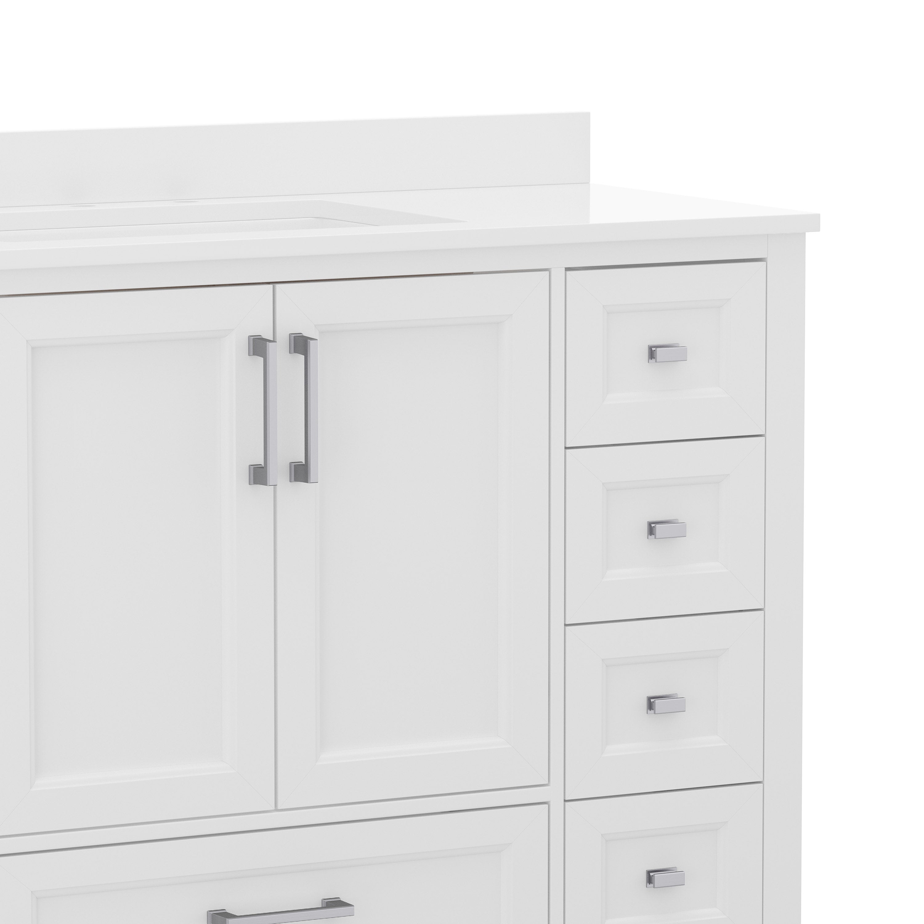 Vega Bathroom Vanity with Sink, Storage Cabinet with Soft Close Doors, and 9 Drawers, Carrara Marble Finish Countertop