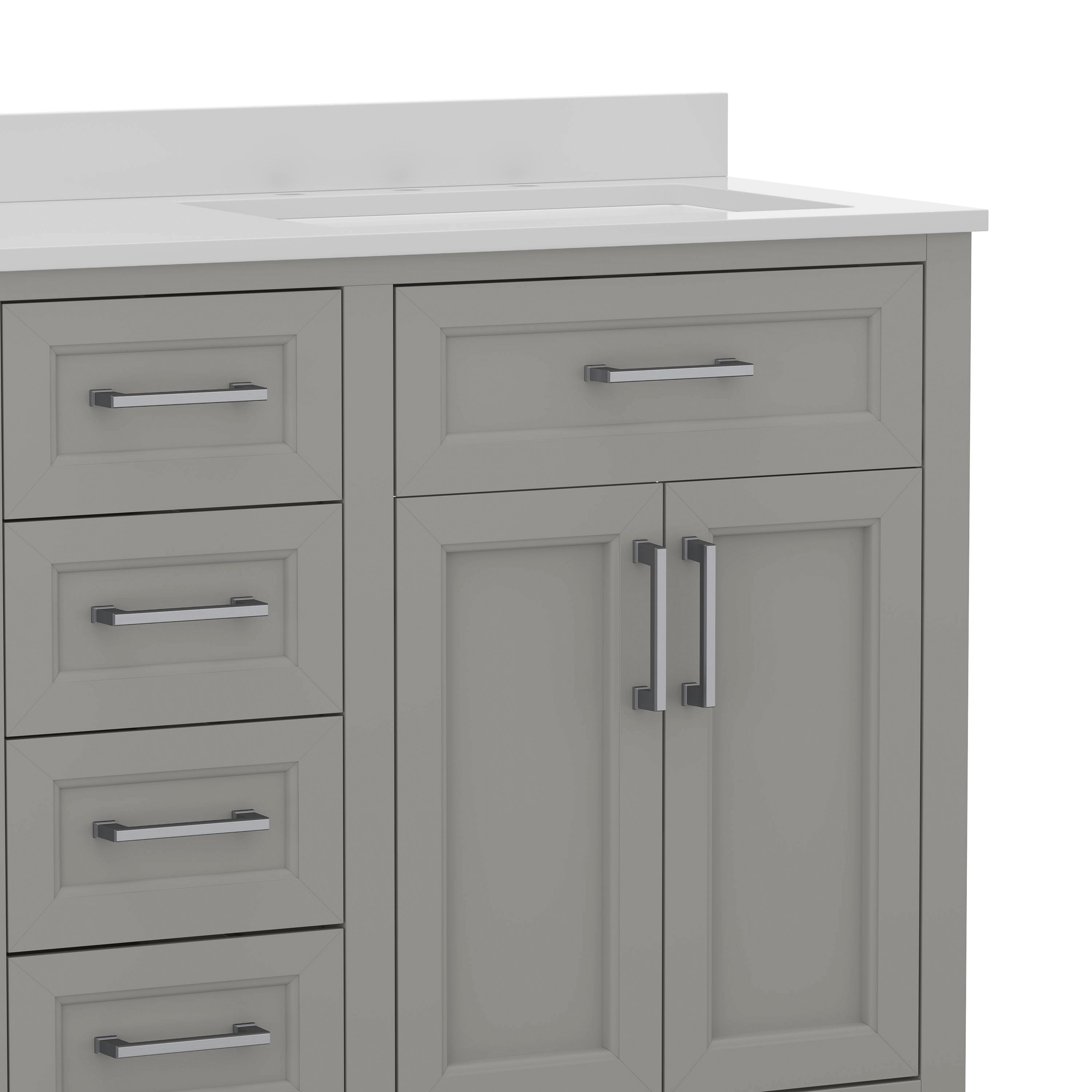 Vega Bathroom Double Vanity with 2 Sinks, 2 Storage Cabinets with Soft Close Doors, and 6 Drawers, Carrara Marble Finish Countertop