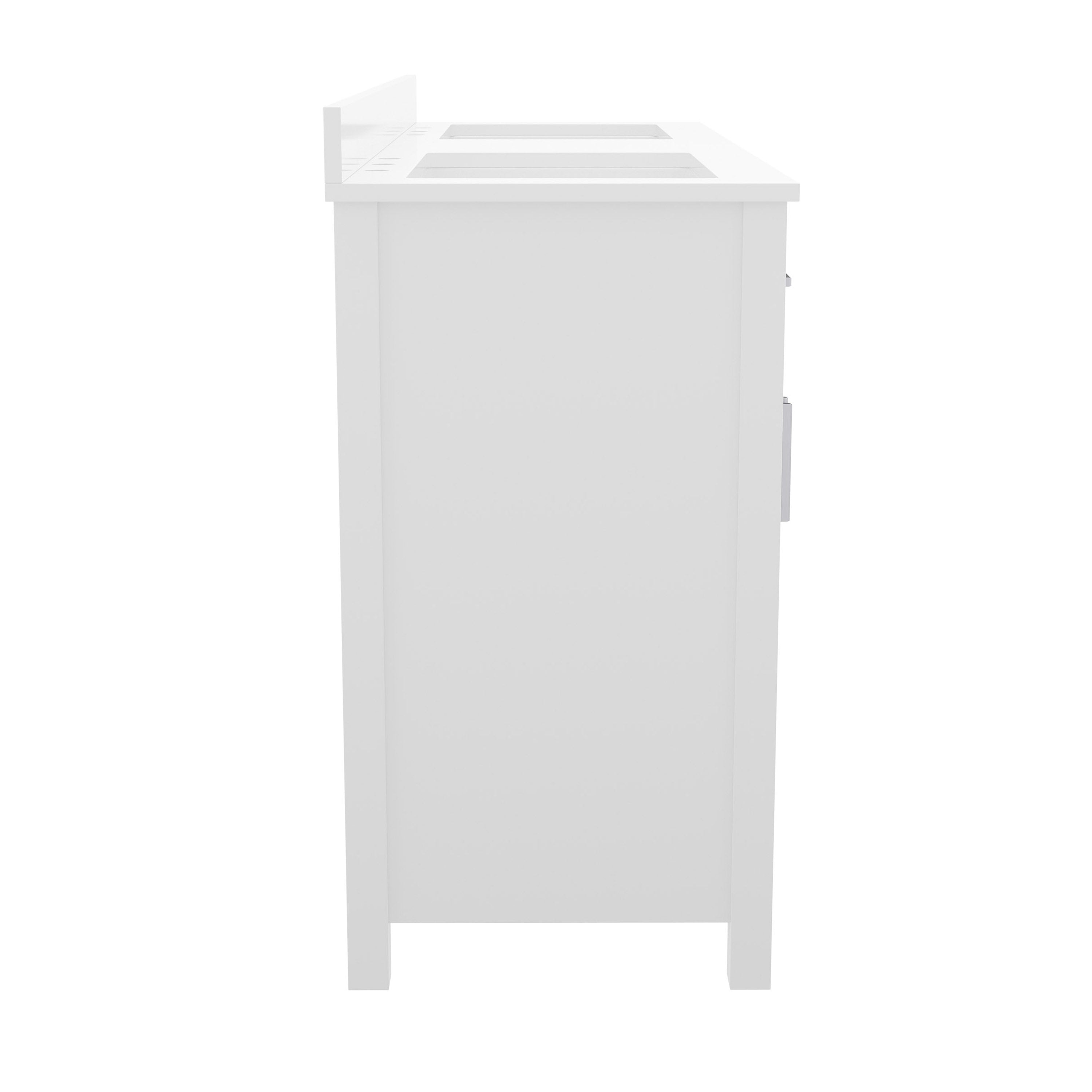 Vega Bathroom Double Vanity with 2 Sinks, 2 Storage Cabinets with Soft Close Doors, and 6 Drawers, Carrara Marble Finish Countertop