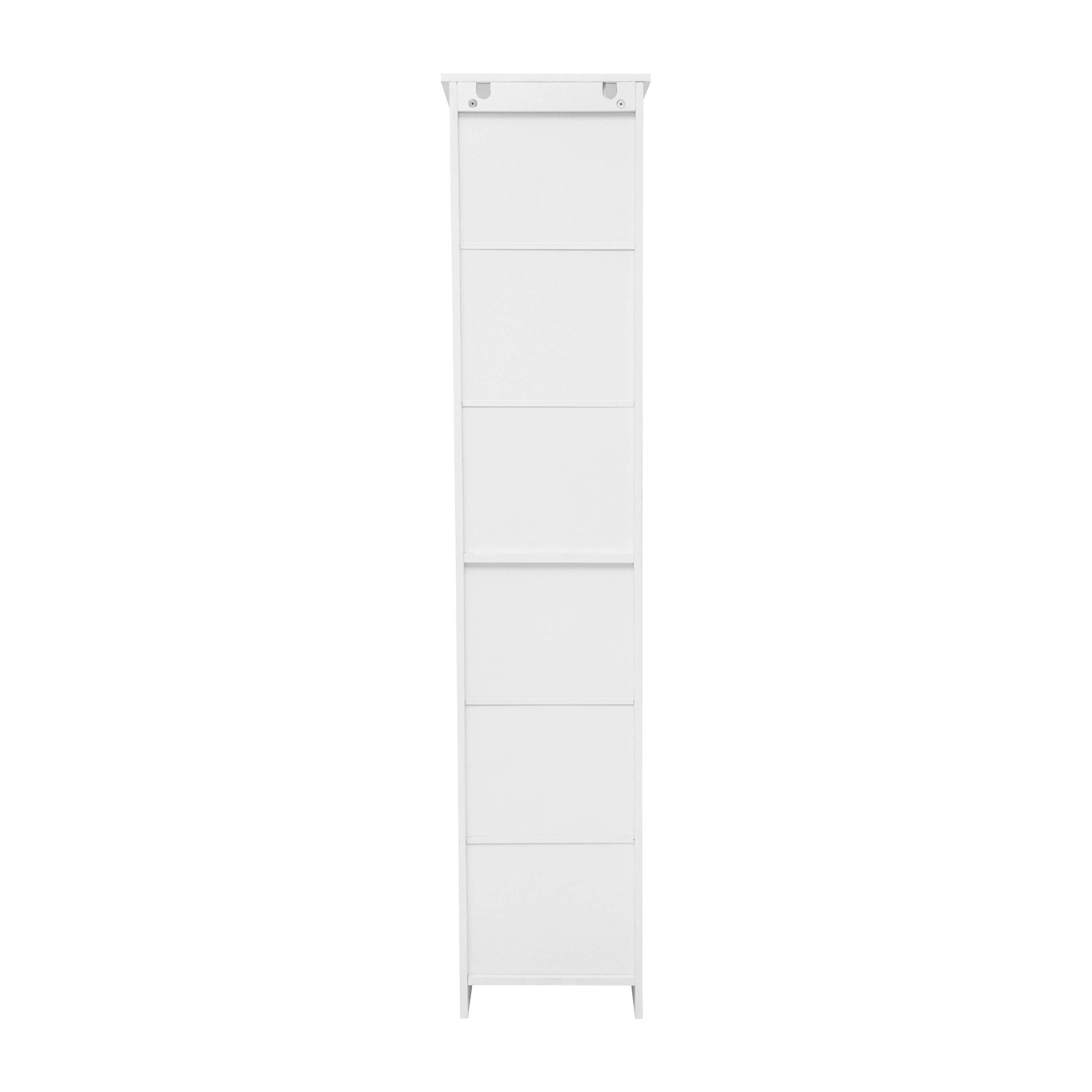 Vega Freestanding Narrow Bathroom Linen Tower Storage Cabinet Organizer with Door, In-Cabinet Adjustable Shelf, and Upper Open Shelves