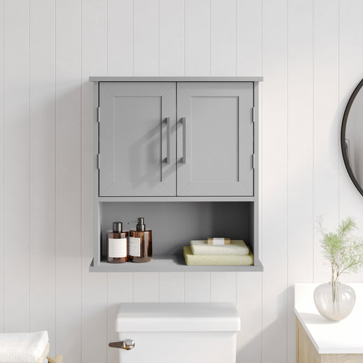 Vega Wall Mounted Bathroom Medicine Cabinet Storage Organizer with Magnetic Closure Doors, Adjustable Shelf, and Lower Open Shelf